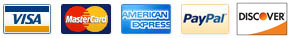 Valid forms of Payment- Visa, Mastercard, AMEX, Paypal, Discover, Apple Pay Payment Methods
