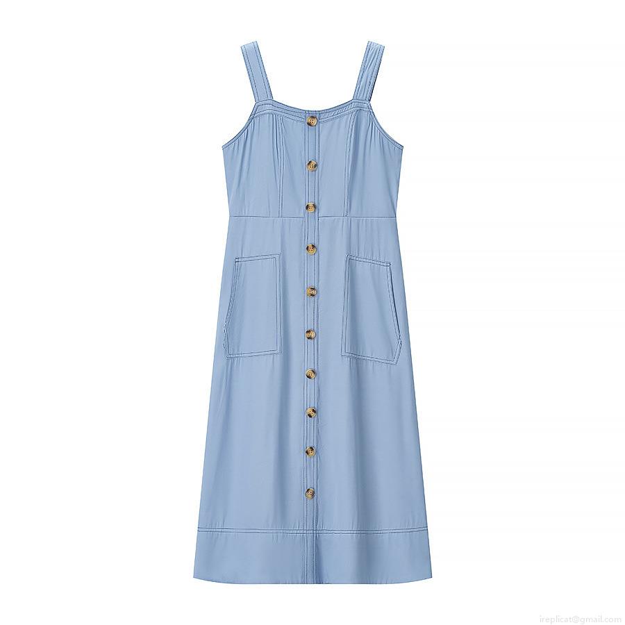 Women's Casual Cargo Style Denim Look Midi Dress Square Neck Single Breasted Button Down Sleeveless High Waist Long Dress With Pockets 100% Polyester Summer Fashion Women's Casual Cargo Style Denim Look Midi Dress Square Neck Single Breasted Button Down Sleeveless High Waist Long Dress With Pockets 100% Polyester Summer Fashion
