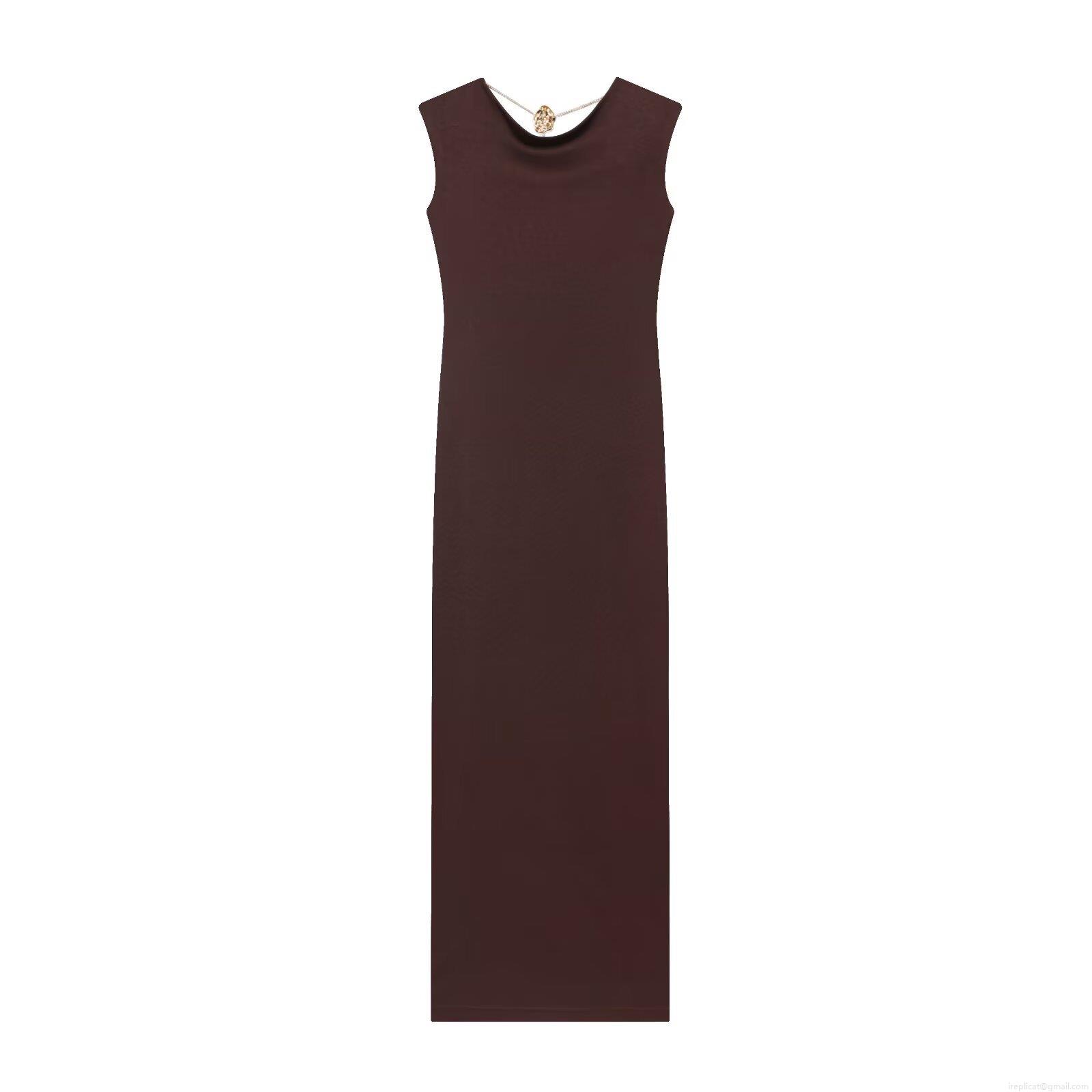 Women's Sexy Backless Cowl Neck Maxi Dress With Gold Rose Chain Detail Polyester Sleeveless Solid Color Slim Fit Evening Party Midi Dress