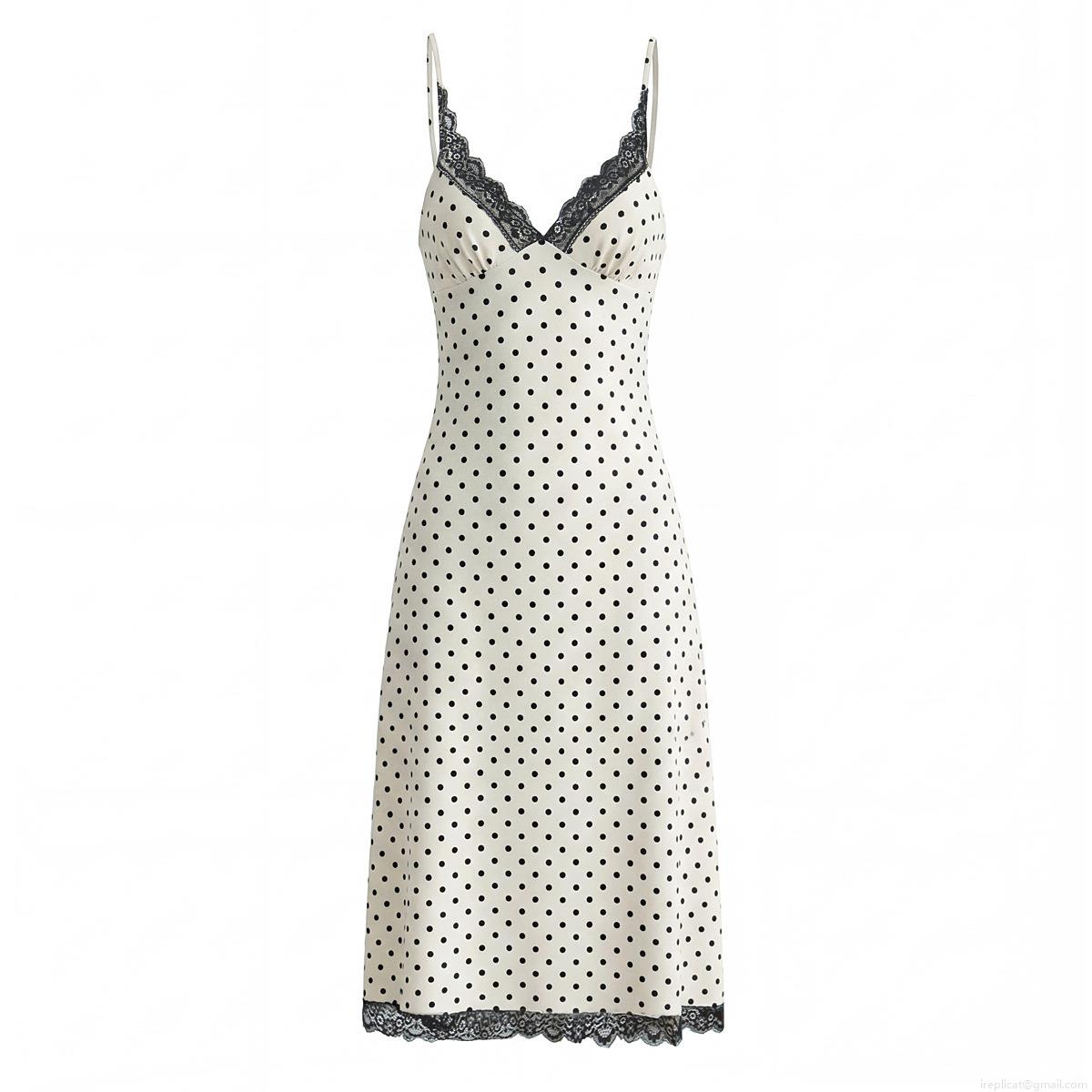 Women's Sexy Polka Dot Slip Midi Dress Elegant Lace Trim V-Neck Backless Strappy Satin Cami Dress For Summer Party Vacation Women's Sexy Polka Dot Slip Midi Dress Elegant Lace Trim V-Neck Backless Strappy Satin Cami Dress For Summer Party Vacation