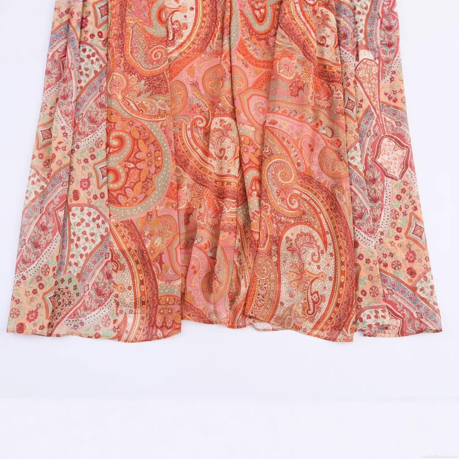 Women\'s Bohemian Paisley Print Midi Dress Sexy V-Neck Spaghetti Strap Lace Trim Slim Fit Summer Beach Sundress