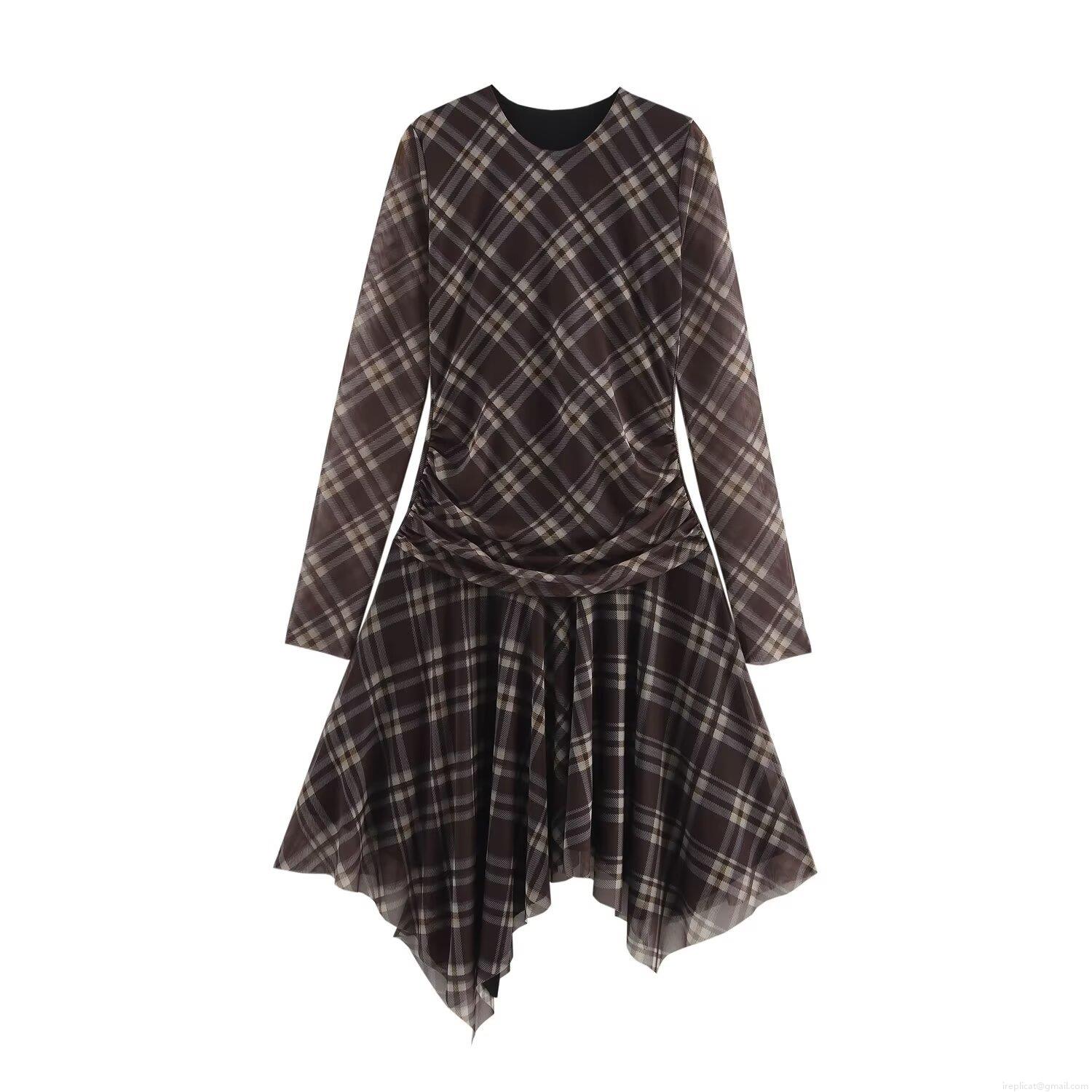 Women's Plaid Mesh Long Sleeve Midi Dress Ruffled Waist Asymmetric Hem Sexy Bodycon Streetwear Party Club Wear Cocktail Dress Women's Plaid Mesh Long Sleeve Midi Dress Ruffled Waist Asymmetric Hem Sexy Bodycon Streetwear Party Club Wear Cocktail Dress