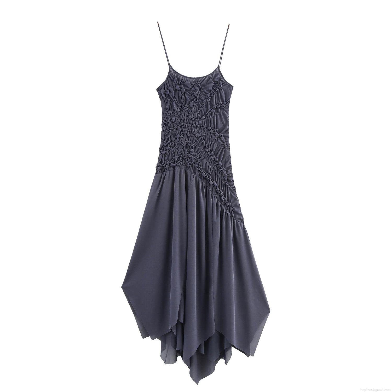 Women\'s Sexy V-Neck Cami Dress Summer Sleeveless Asymmetric Ruched Pleated Midi Dress Polyester Streetwear Solid Color Party Dress Women\'s Sexy V-Neck Cami Dress Summer Sleeveless Asymmetric Ruched Pleated Midi Dress Polyester Streetwear Solid Color Party Dress