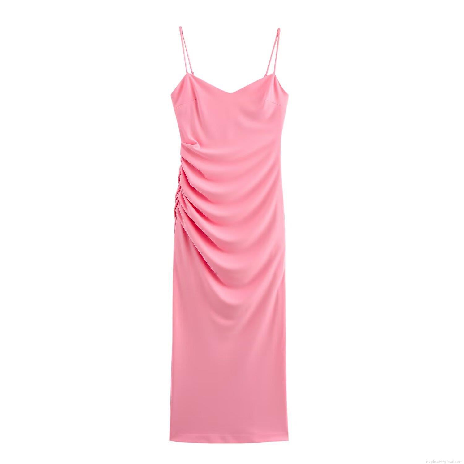 Women's Satin Ruched Cami Midi Dress Sexy Bodycon V-Neck Back Zipper Summer Sleeveless Solid Color Streetwear Slim Fit Party Club Dress Women's Satin Ruched Cami Midi Dress Sexy Bodycon V-Neck Back Zipper Summer Sleeveless Solid Color Streetwear Slim Fit Party Club Dress