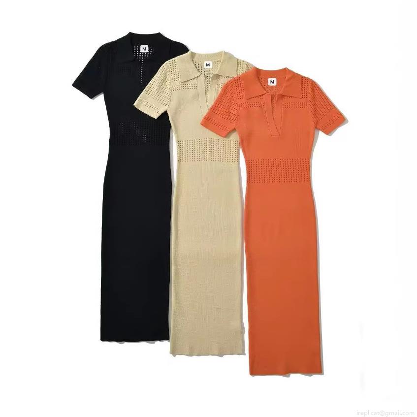 Women's Short Sleeve Polo Collar Knit Midi Dress Hollow Out Crochet Bodycon Slim Fit Solid Color Streetwear Summer Autumn Dress Women's Short Sleeve Polo Collar Knit Midi Dress Hollow Out Crochet Bodycon Slim Fit Solid Color Streetwear Summer Autumn Dress