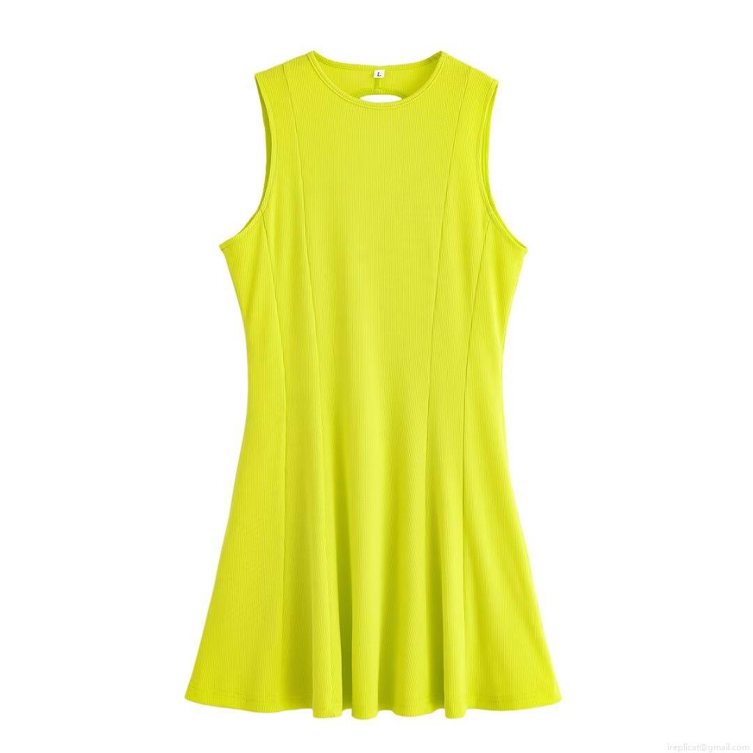 Women Neon Yellow Ribbed Knit Midi Dress Sexy Backless Cut Out Sleeveless Bodycon Sundress For Summer Streetwear Party Club Night Out Women Neon Yellow Ribbed Knit Midi Dress Sexy Backless Cut Out Sleeveless Bodycon Sundress For Summer Streetwear Party Club Night Out