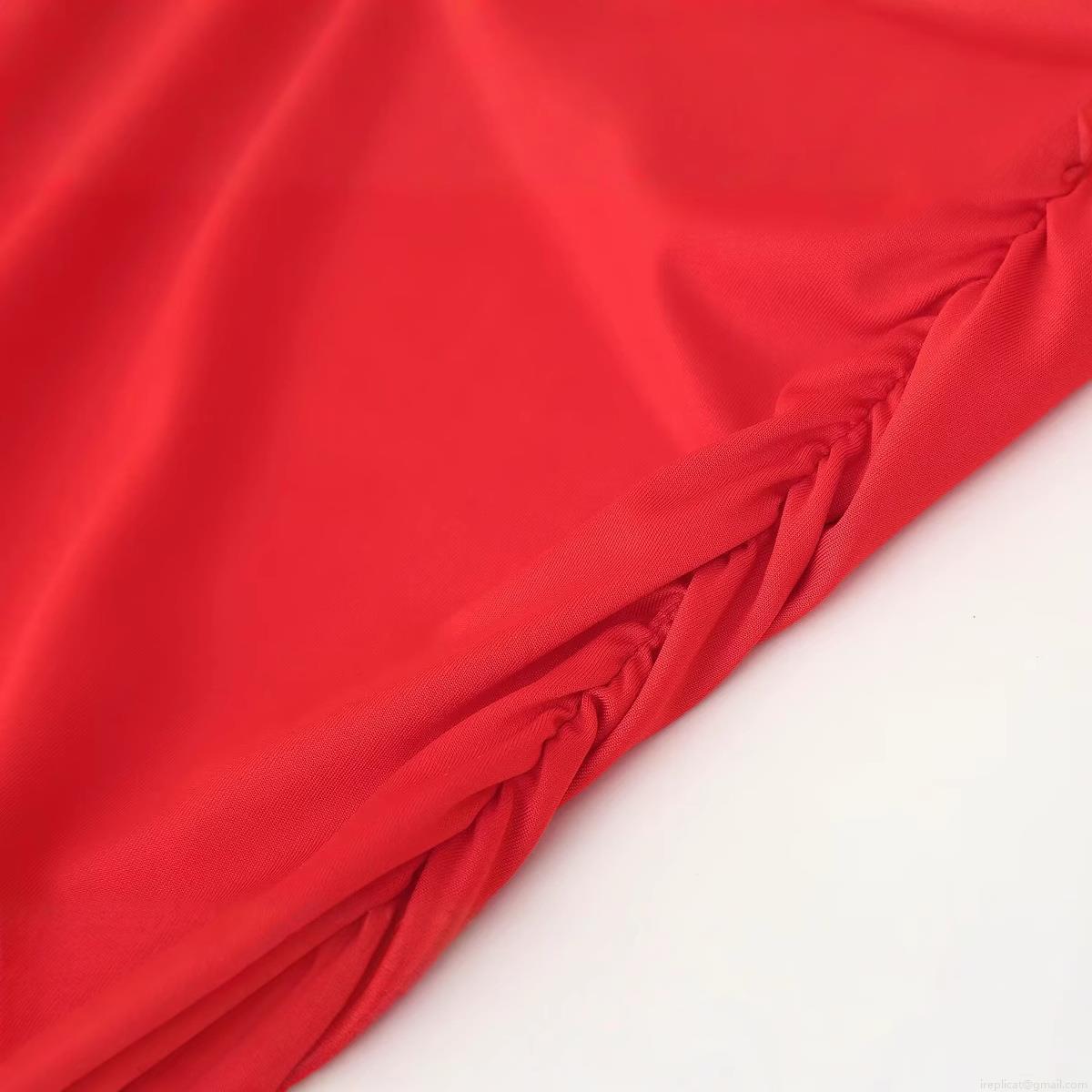 Women\'s Sexy Ruched Bodycon Midi Dress Sleeveless High Neck Mesh Patchwork Solid Red Polyester Dress For Party Club Night Out