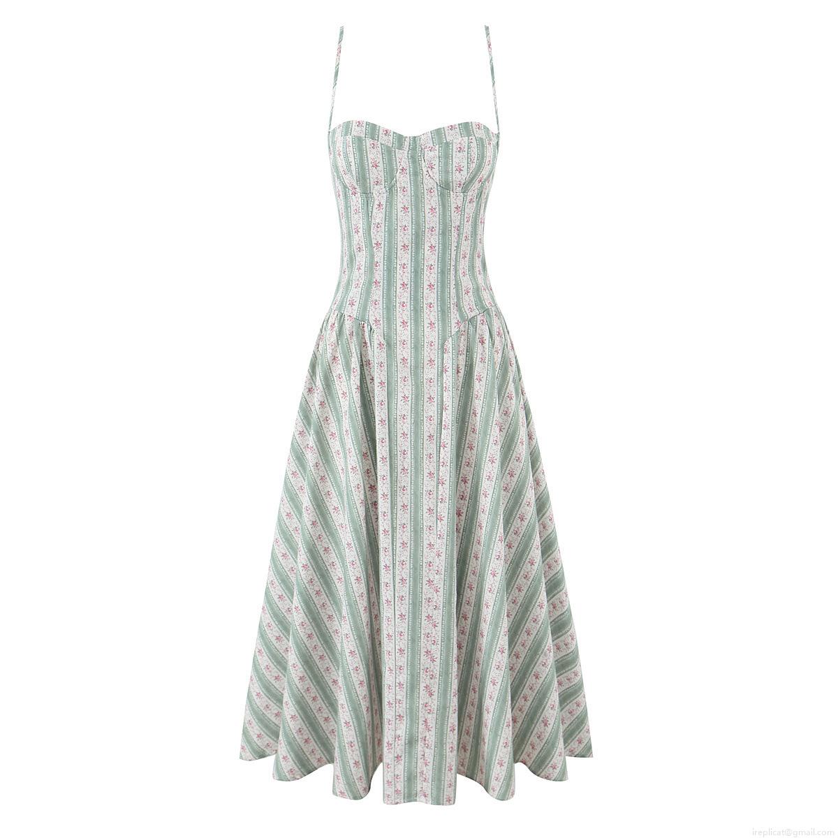 Women's Retro Floral Stripe Cami Midi Dress Elegant Underwire Ruched Spaghetti Strap Summer Sundress for Vacation Sleeveless Bodycon A-Line Dress Women's Retro Floral Stripe Cami Midi Dress Elegant Underwire Ruched Spaghetti Strap Summer Sundress for Vacation Sleeveless Bodycon A-Line Dress
