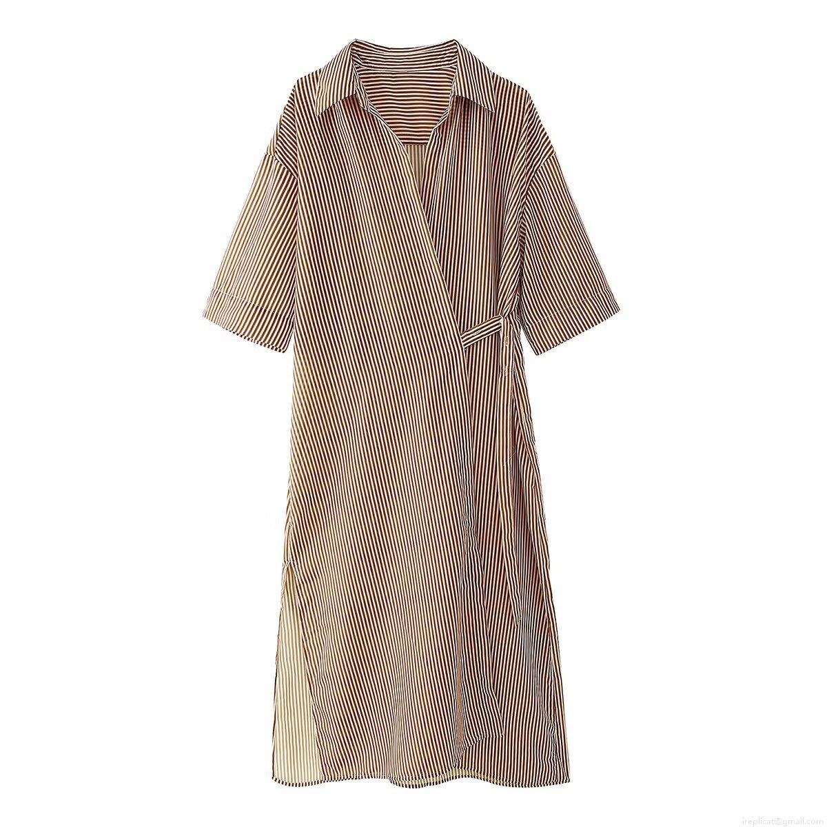Women's Striped Shirt Dress Lapel V Neck Short Sleeve Midi Dress With Tie Waist Casual Loose Streetwear Beach Vacation Polyester A-Line Striped Dress Women's Striped Shirt Dress Lapel V Neck Short Sleeve Midi Dress With Tie Waist Casual Loose Streetwear Beach Vacation Polyester A-Line Striped Dress