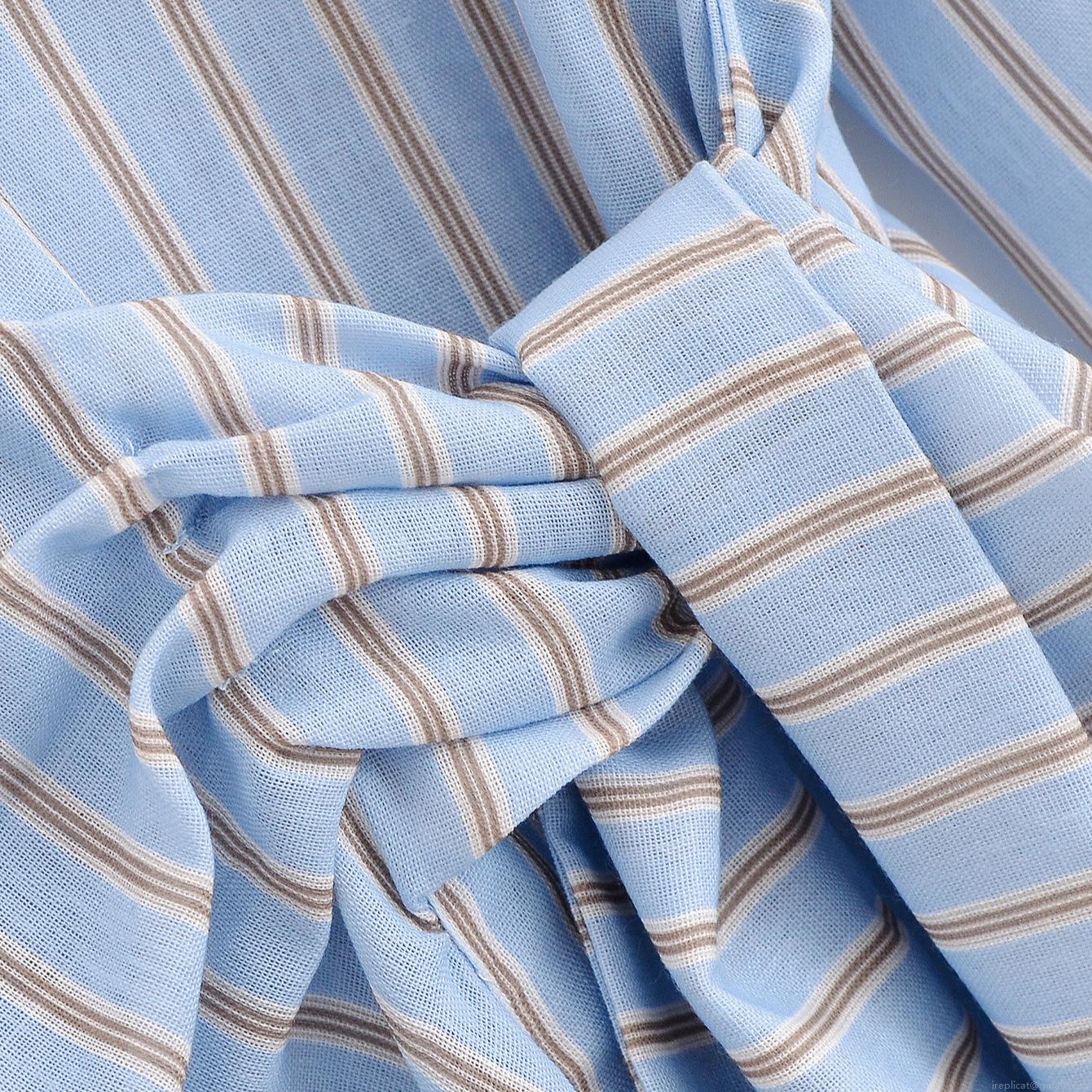 Women\'s Striped Lapel Long Sleeve Shirt Dress Elegant Tie Waist Midi Dress 100% Polyester Street Style Commuter Dress For Lady