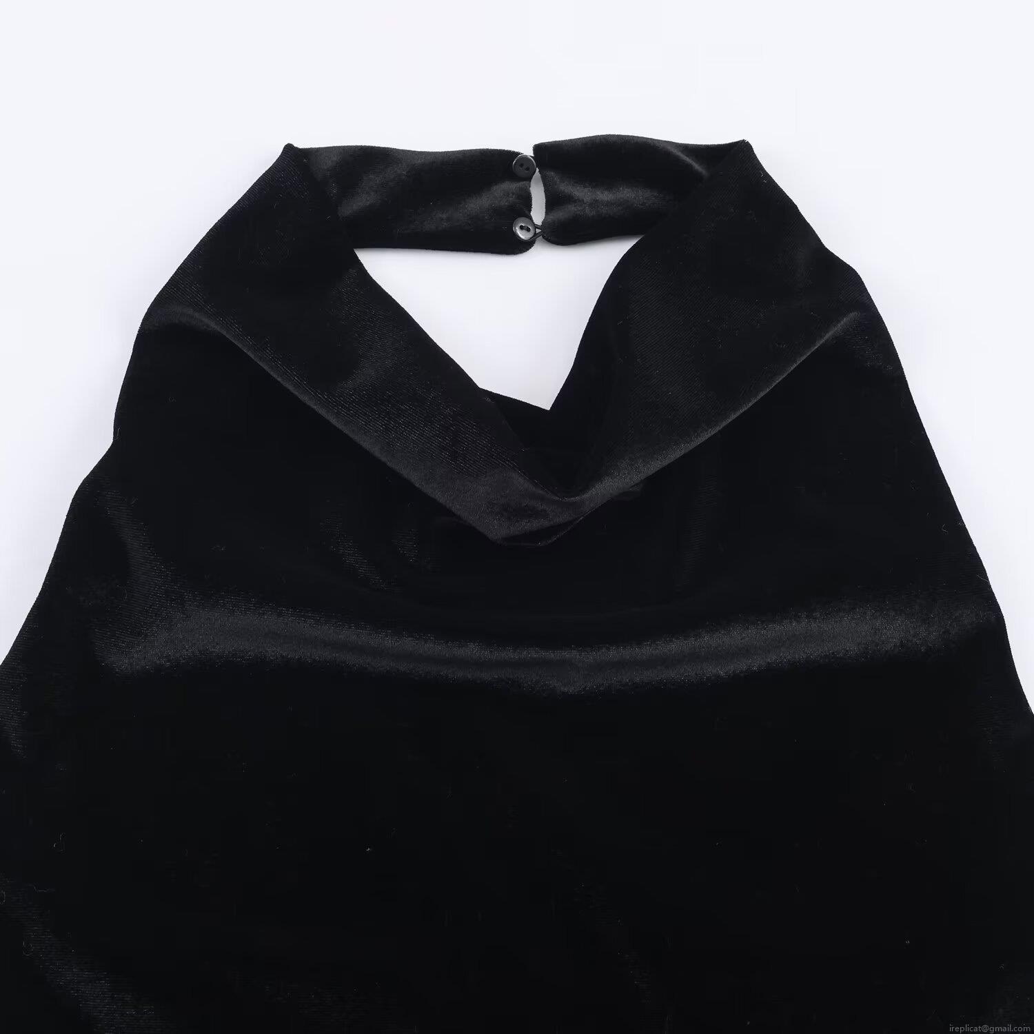 Women Halter Neck Lace Splicing Velvet Midi Dress Elegant Sleeveless Backless Evening Party Cocktail Bodycon Slim Fit Dress Chic Streetwear Ladies Fashion
