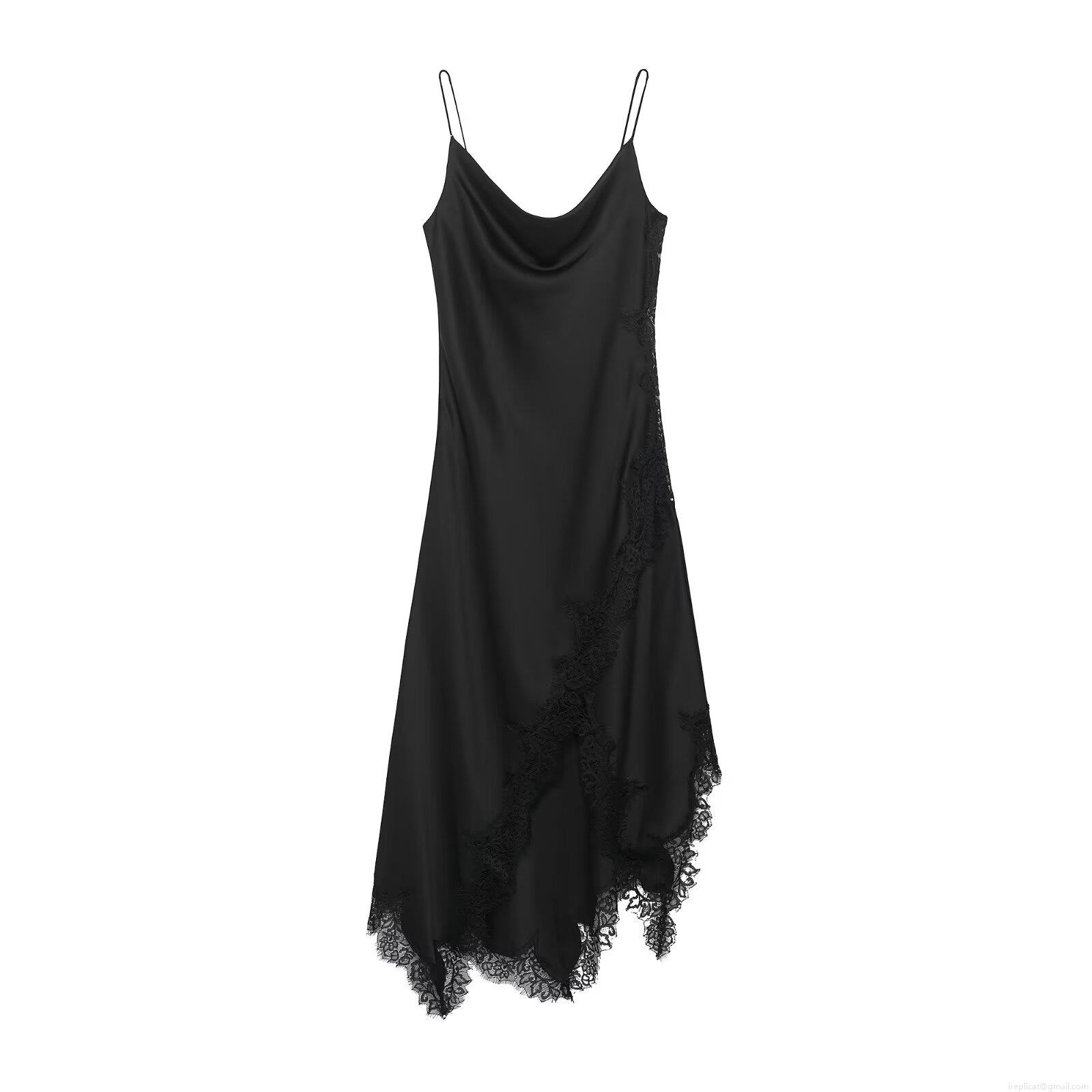 Women's Sexy Black Satin Lace Patchwork Slip Dress Cowl Neck Spaghetti Strap Backless Slim Fit Midi Dress For Party Club Night Out Women's Sexy Black Satin Lace Patchwork Slip Dress Cowl Neck Spaghetti Strap Backless Slim Fit Midi Dress For Party Club Night Out