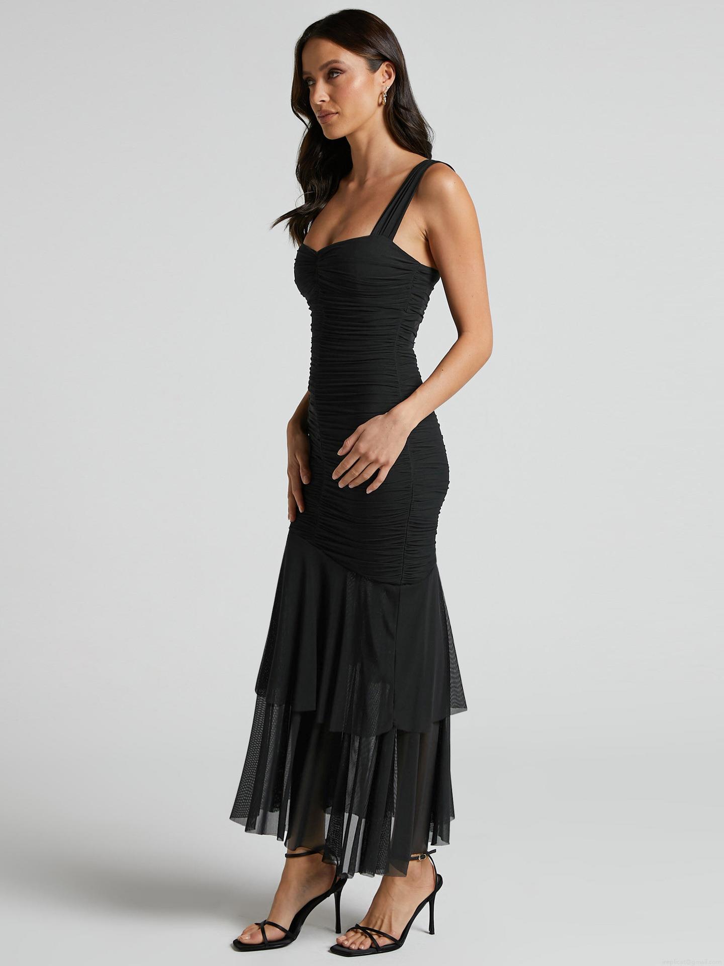 Women Sexy Slim Fit Fish-tail Midi Dress Mesh Ruched Splicing Square Neck Sleeveless Sling Dress Nylon Spandex Elegant Party Evening Gown Night Out Cocktail Wedding Guest Dress Women Sexy Slim Fit Fish-tail Midi Dress Mesh Ruched Splicing Square Neck Sleeveless Sling Dress Nylon Spandex Elegant Party Evening Gown Night Out Cocktail Wedding Guest Dress