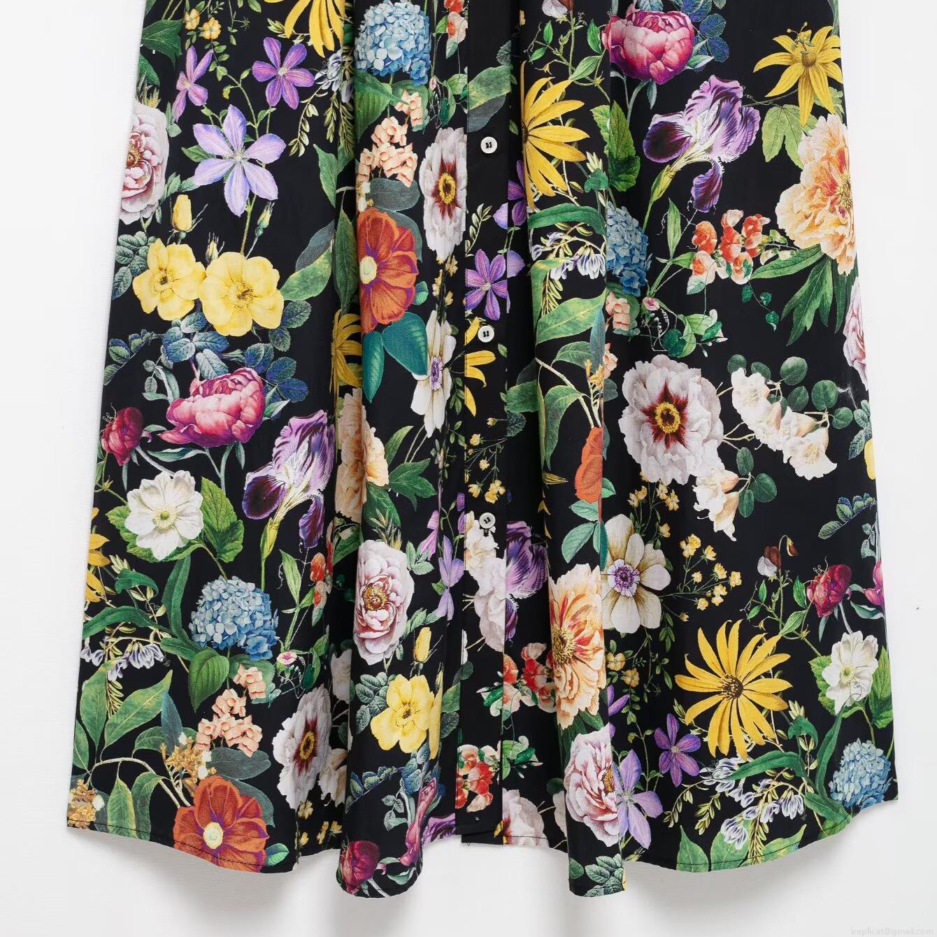 Women\'s Floral Print Midi Dress 100% Polyester Lapel Short Sleeve Button Down A-Line Belted Dress For Vacation Daily Wear Retro Style