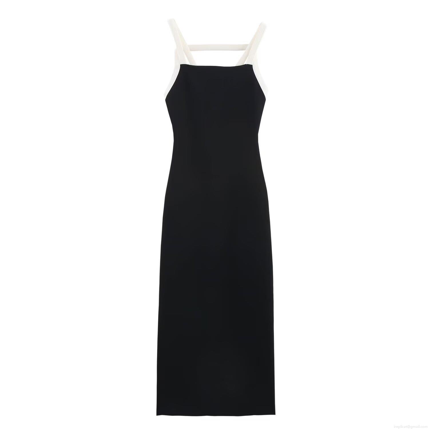 Women's Sexy Contrast Color Halter Neck Bodycon Midi Dress Fashion Knitted Sleeveless Bow Backless Party Dress For Ladies Summertime Women's Sexy Contrast Color Halter Neck Bodycon Midi Dress Fashion Knitted Sleeveless Bow Backless Party Dress For Ladies Summertime