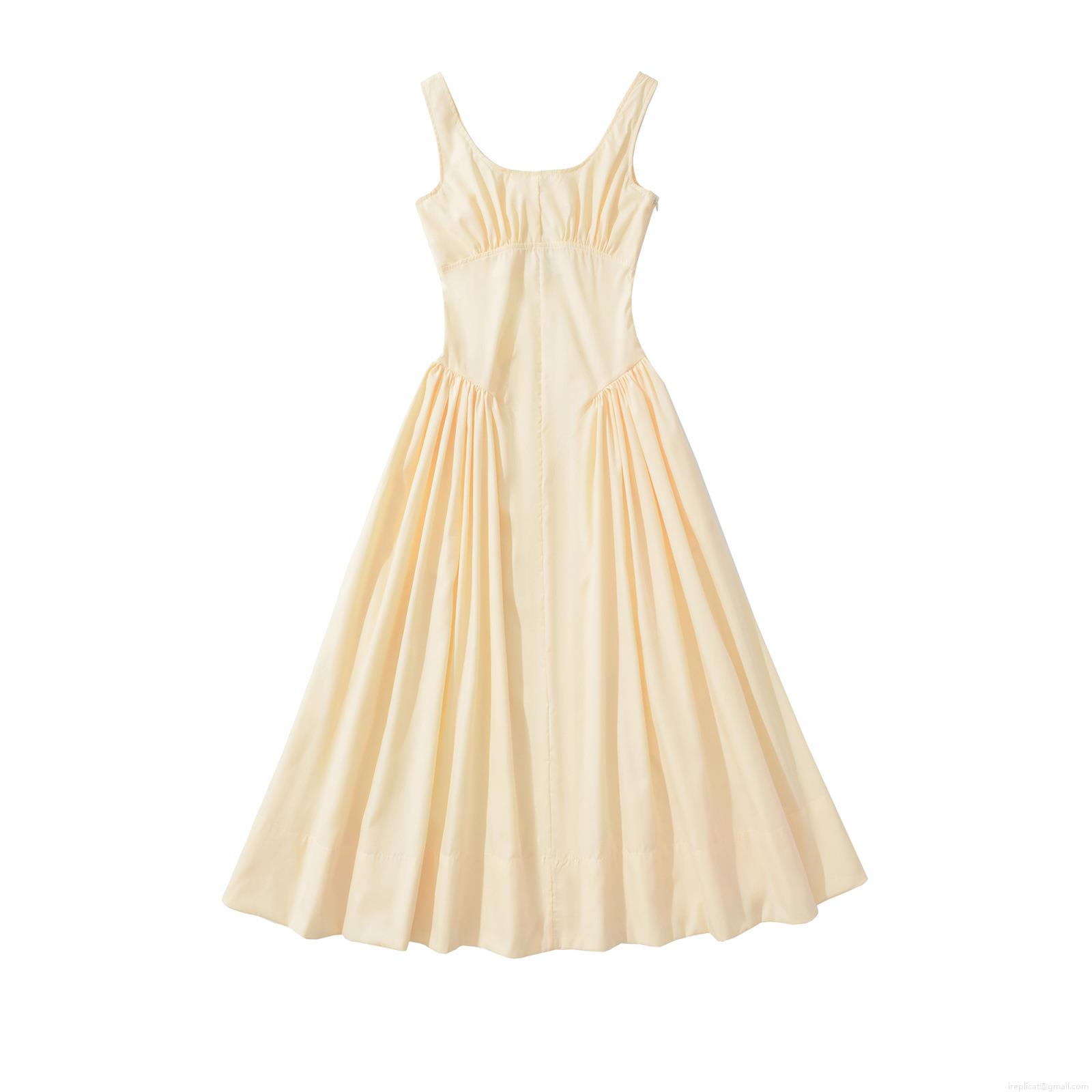 Women's Simple Elegant Sleeveless Midi Dress Solid Color Pleated Large Swing A-Line Sundress With Pockets Summer Vacation Casual Dress Women's Simple Elegant Sleeveless Midi Dress Solid Color Pleated Large Swing A-Line Sundress With Pockets Summer Vacation Casual Dress