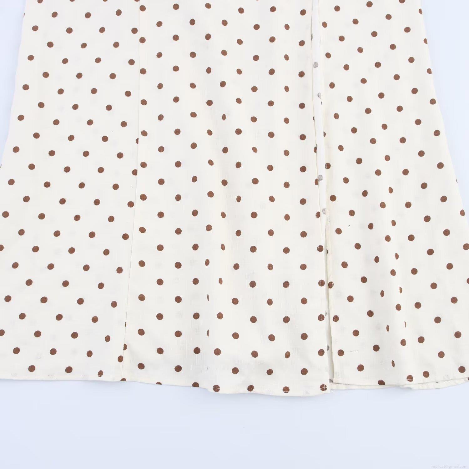 Women Sexy Linen Polka Dot Camisole Midi Dress Backless Tie-Back Side Slit Ruffle Detail Summer Vacation Beach Sundress