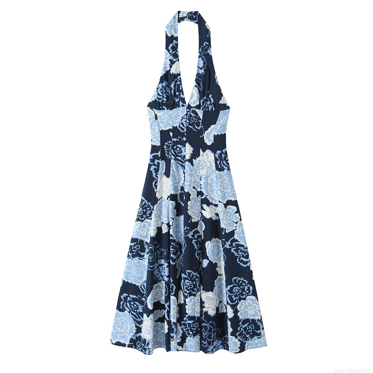 Women's Sexy Halter Neck Backless Floral Print Midi Dress Summer Vacation A-Line Sleeveless Polyester Spandex Blend Party Sundress For Ladies Women's Sexy Halter Neck Backless Floral Print Midi Dress Summer Vacation A-Line Sleeveless Polyester Spandex Blend Party Sundress For Ladies