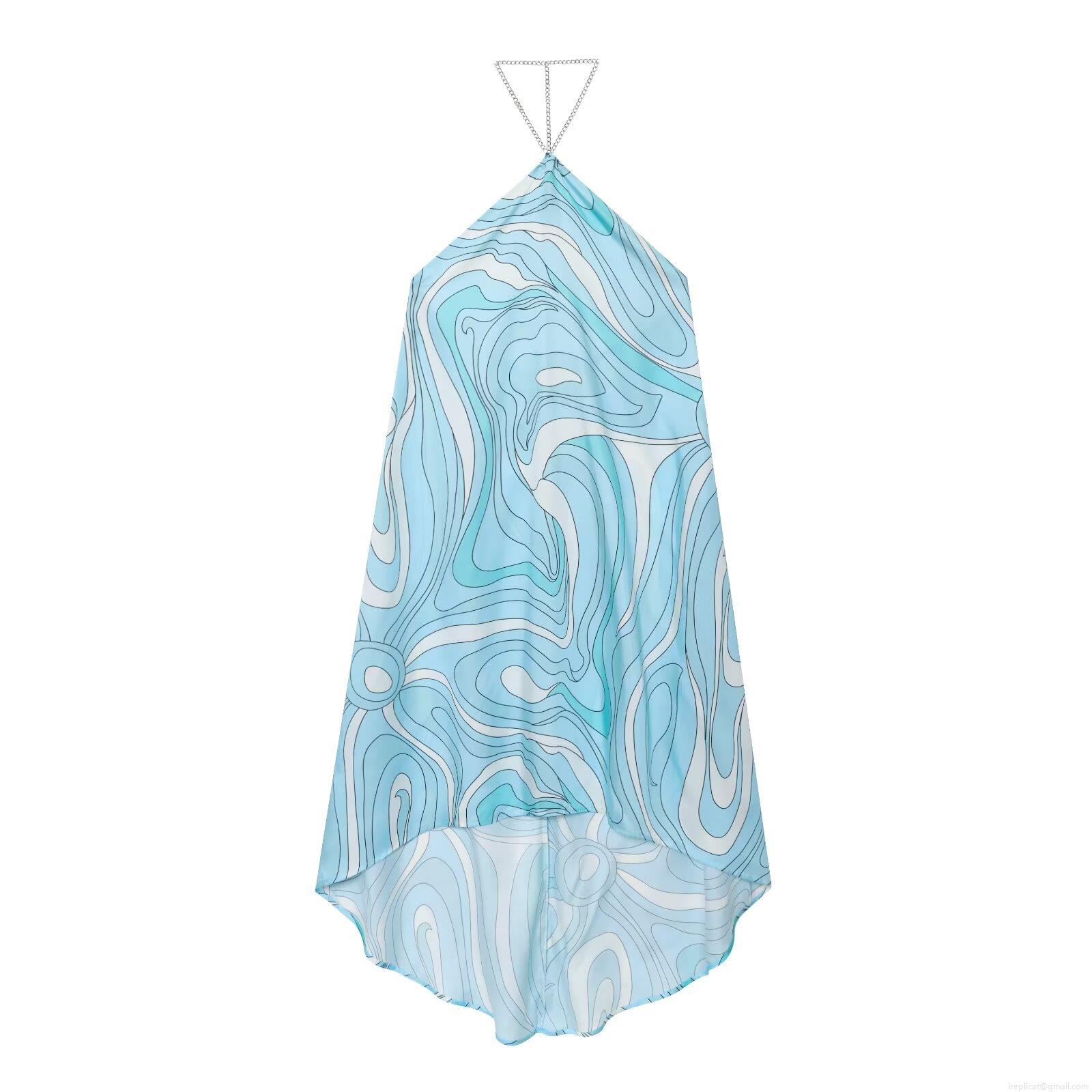 Women's Sexy Backless Halter Midi Dress Metal Chain Neck Strap Polyester Spandex Satin Abstract Vortex Print Vacation Beach A-Line Sleeveless Party Dress Women's Sexy Backless Halter Midi Dress Metal Chain Neck Strap Polyester Spandex Satin Abstract Vortex Print Vacation Beach A-Line Sleeveless Party Dress