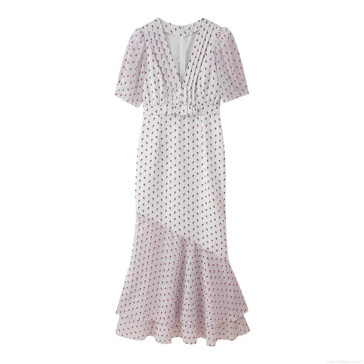 Women's Summer Elegant Floral Print Midi Dress Polyester Spandex V-Neck Short Sleeve Slim Fit Fishtail Hem Patchwork Bow Bodycon Dress For Casual Party Vacation Women's Summer Elegant Floral Print Midi Dress Polyester Spandex V-Neck Short Sleeve Slim Fit Fishtail Hem Patchwork Bow Bodycon Dress For Casual Party Vacation