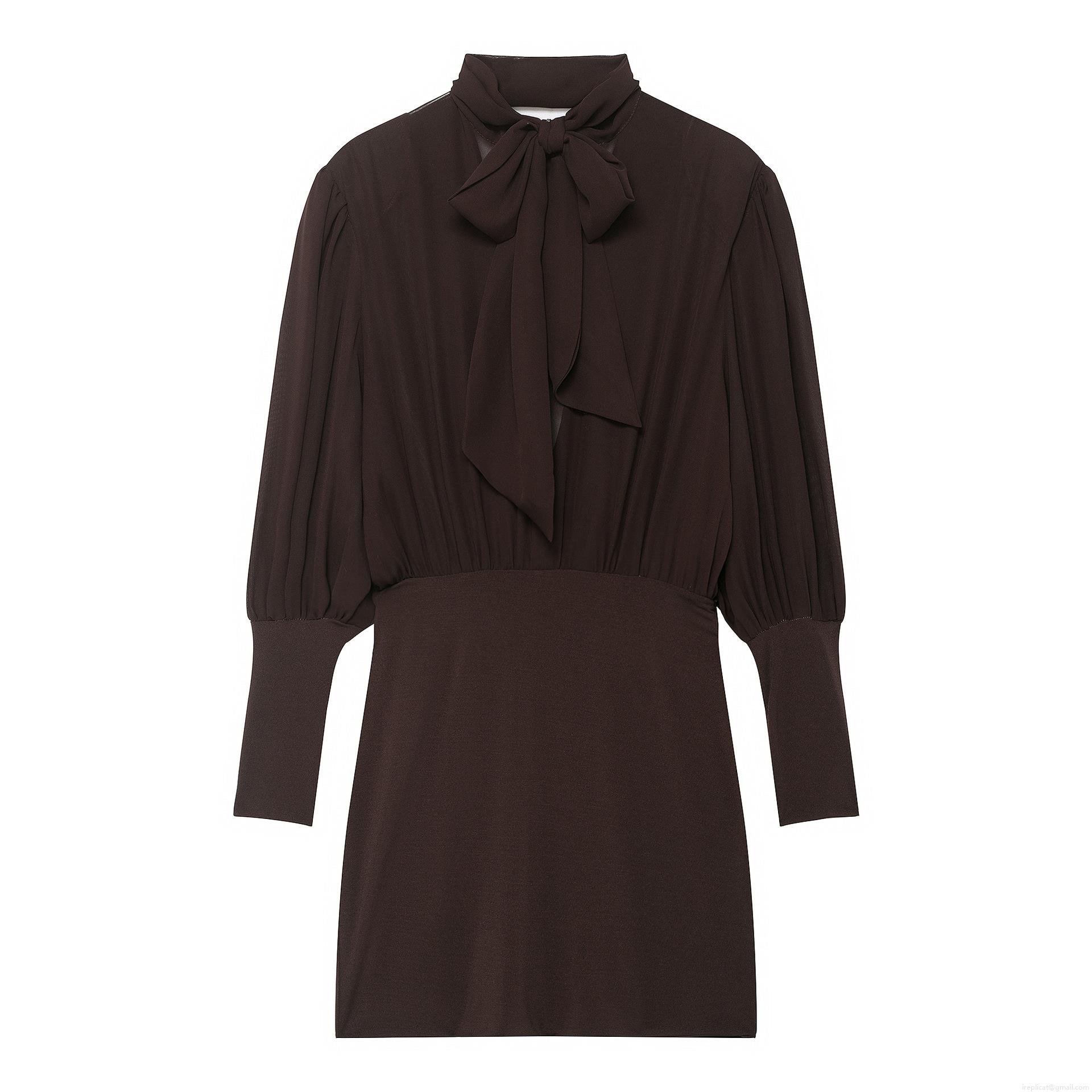 Women Elegant Solid Color Midi Dress 100% Polyester Tie Neck Bow Long Sleeve Pleated Patchwork Slim Fit Party Evening Wedding Cocktail Casual Dress Women Elegant Solid Color Midi Dress 100% Polyester Tie Neck Bow Long Sleeve Pleated Patchwork Slim Fit Party Evening Wedding Cocktail Casual Dress