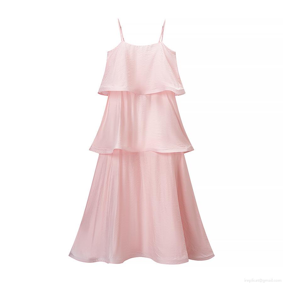 Sexy Pink Tiered Ruffle Cami Dress Women's Elegant Adjustable Thin Strap Multi-Layer Cake Midi Dress For Summer Party Club Nightwear Sexy Pink Tiered Ruffle Cami Dress Women's Elegant Adjustable Thin Strap Multi-Layer Cake Midi Dress For Summer Party Club Nightwear