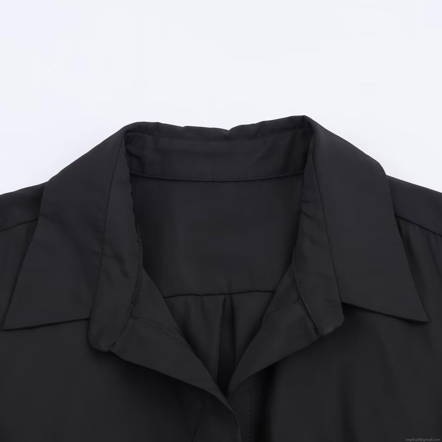 Women\'s Elegant Black Long Sleeve Shirt Dress Polyester Spandex Lapel Neck Tie Waist Button Down A-Line Midi Dress For Office Daily Casual
