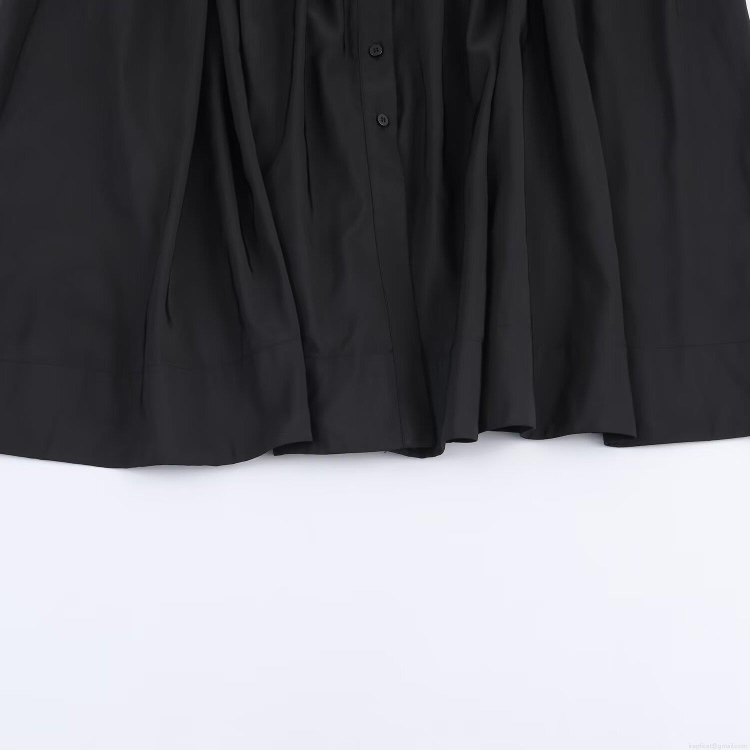 Women\'s Elegant Black Long Sleeve Shirt Dress Polyester Spandex Lapel Neck Tie Waist Button Down A-Line Midi Dress For Office Daily Casual