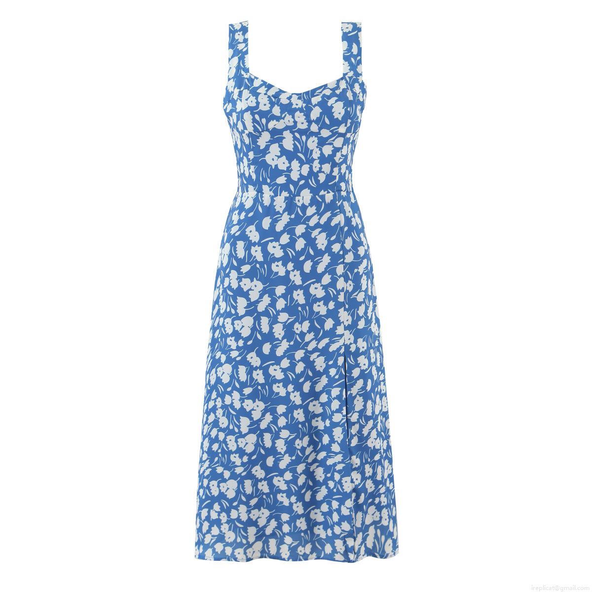Women's Sexy Floral Print Midi Dress Sleeveless Side Slit Bohemian Summer Vacation V-Neck High Waist Smocked Back Polyester Dress for Women Women's Sexy Floral Print Midi Dress Sleeveless Side Slit Bohemian Summer Vacation V-Neck High Waist Smocked Back Polyester Dress for Women
