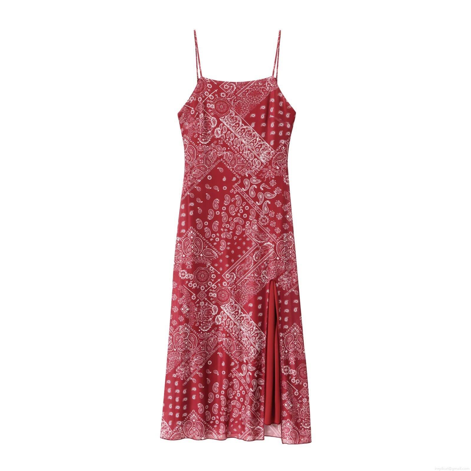 Women\'s Paisley Print Cami Dress Sexy Backless Lace Up Maxi Dress High Slit Summer Casual Vacation Boho Sleeveless Polyester Long Sundress