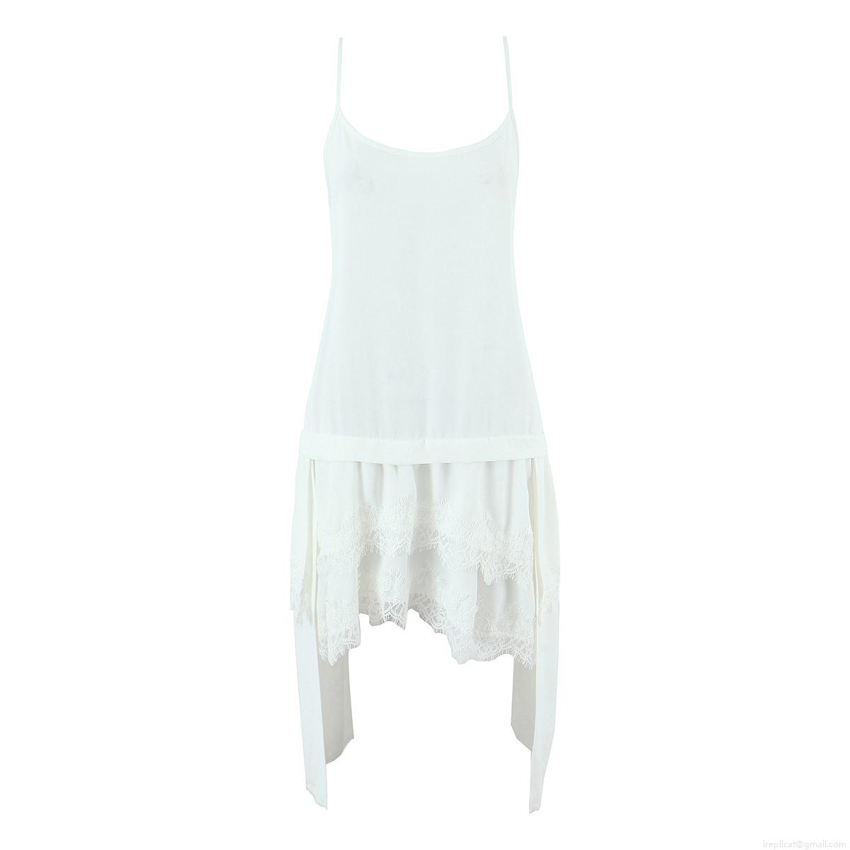 Women's Sexy White Lace Patchwork Spaghetti Strap Dress Sleeveless U-Neck Layered Asymmetrical Hem Midi Dress For Summer Party Streetwear Women's Sexy White Lace Patchwork Spaghetti Strap Dress Sleeveless U-Neck Layered Asymmetrical Hem Midi Dress For Summer Party Streetwear