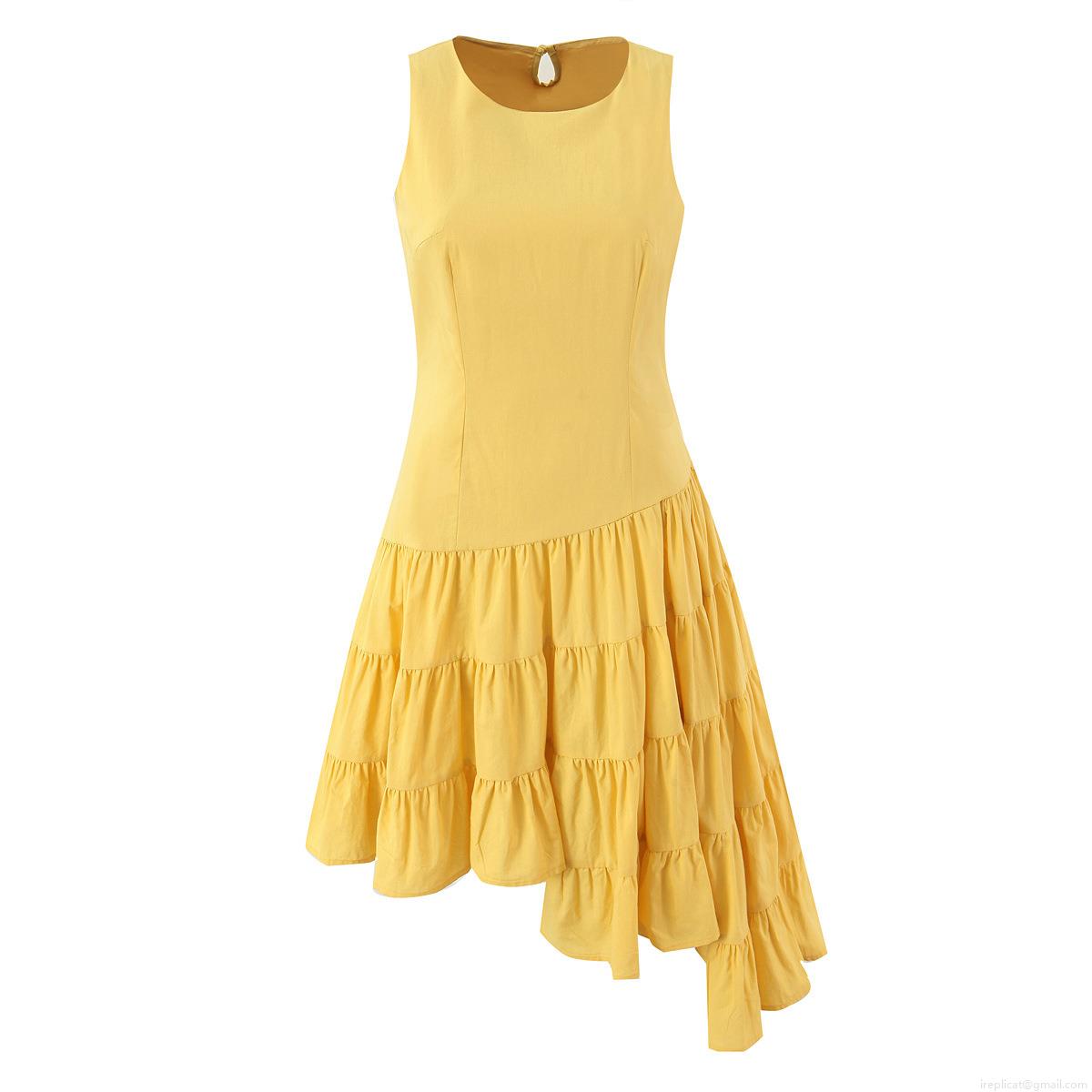 Women's 100% Washed Cotton Sleeveless Dress Summer Casual Round Neck Tiered Layered Cake Skirt Asymmetric Hem Midi Dresses for Beach Vacation Women's 100% Washed Cotton Sleeveless Dress Summer Casual Round Neck Tiered Layered Cake Skirt Asymmetric Hem Midi Dresses for Beach Vacation