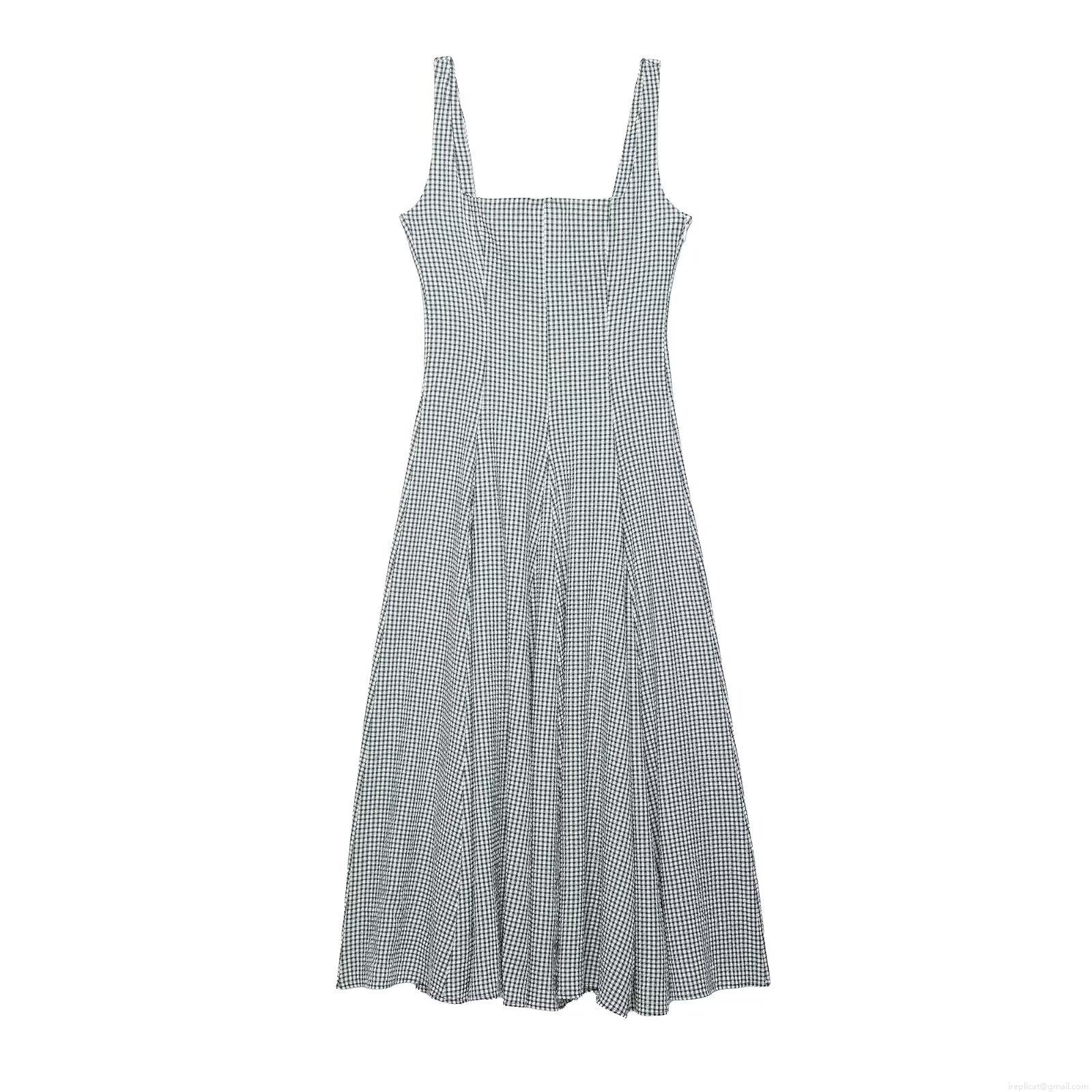 Women's Vintage Gingham Midi Dress Square Neck Sleeveless A-Line Summer Plaid Spaghetti Strap High Waist Backless Casual Fashion Sundress Women's Vintage Gingham Midi Dress Square Neck Sleeveless A-Line Summer Plaid Spaghetti Strap High Waist Backless Casual Fashion Sundress