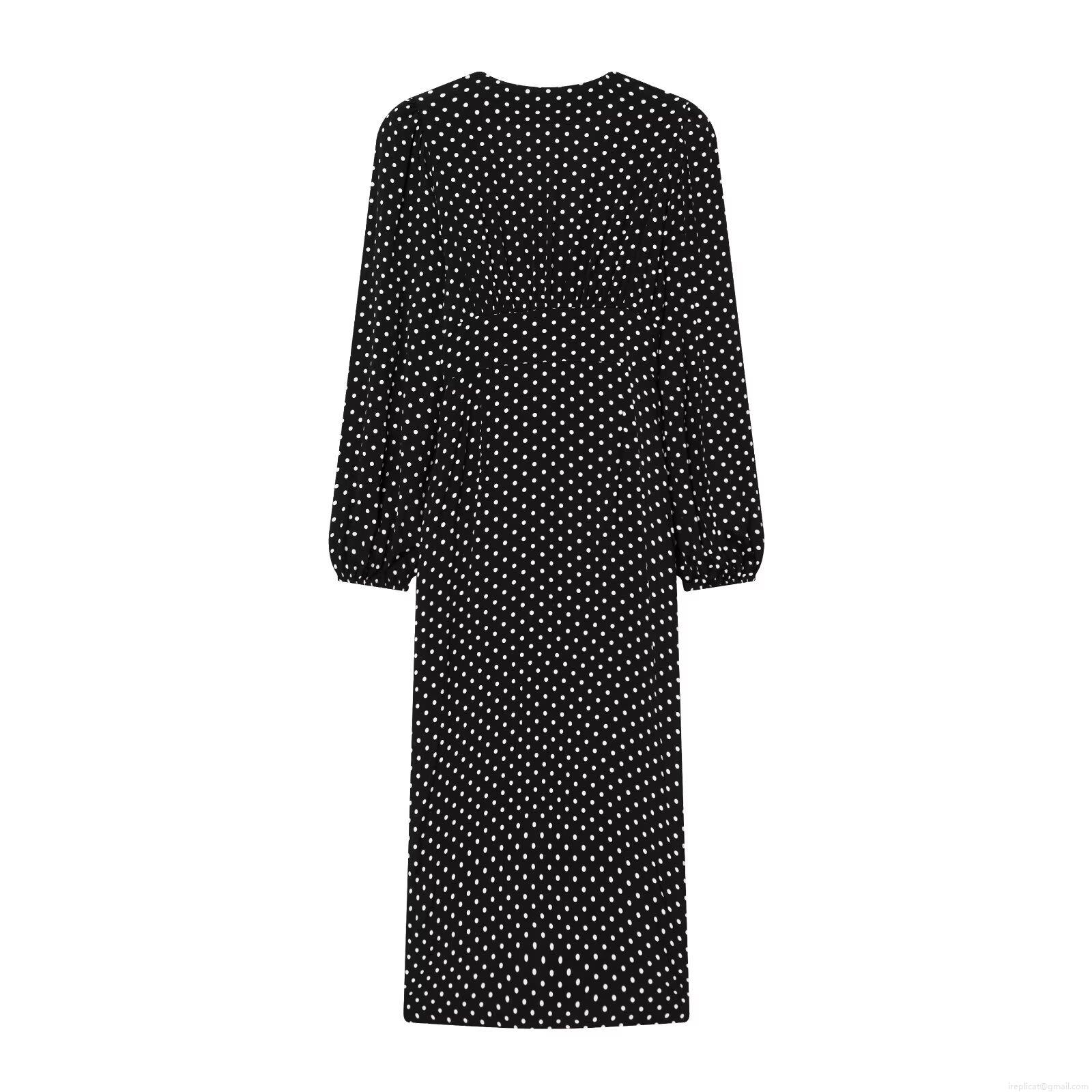 Women's Retro Polka Dot V Neck Maxi Dress Long Sleeve High Waist Slim Fit Rayon Polyester Blend A-Line Dress For Casual Party Dating Women's Retro Polka Dot V Neck Maxi Dress Long Sleeve High Waist Slim Fit Rayon Polyester Blend A-Line Dress For Casual Party Dating