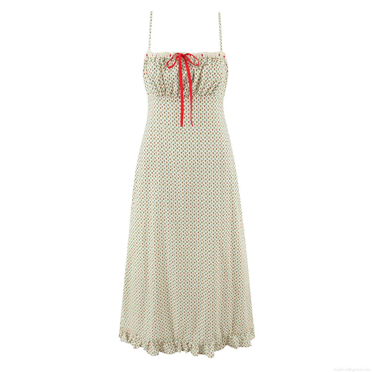 Fashion Floral Spaghetti Strap Dress Sexy Bow Decor Ruffle Hem Cottagecore Cotton Midi Dress for Women Summer Vacation Casual Sundress Fashion Floral Spaghetti Strap Dress Sexy Bow Decor Ruffle Hem Cottagecore Cotton Midi Dress for Women Summer Vacation Casual Sundress