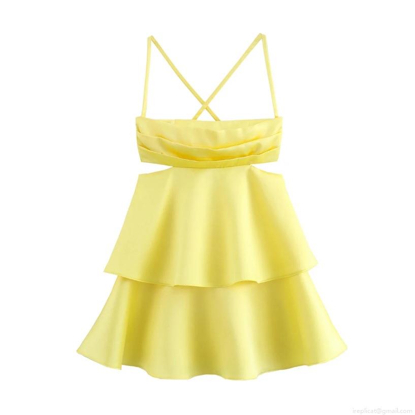 Sexy Yellow Satin Midi Dress For Women Elegant Ruched Layered Bodycon Cami Dress Cross Back Cutout Party Clubwear Wedding Guest Banquet Sexy Yellow Satin Midi Dress For Women Elegant Ruched Layered Bodycon Cami Dress Cross Back Cutout Party Clubwear Wedding Guest Banquet