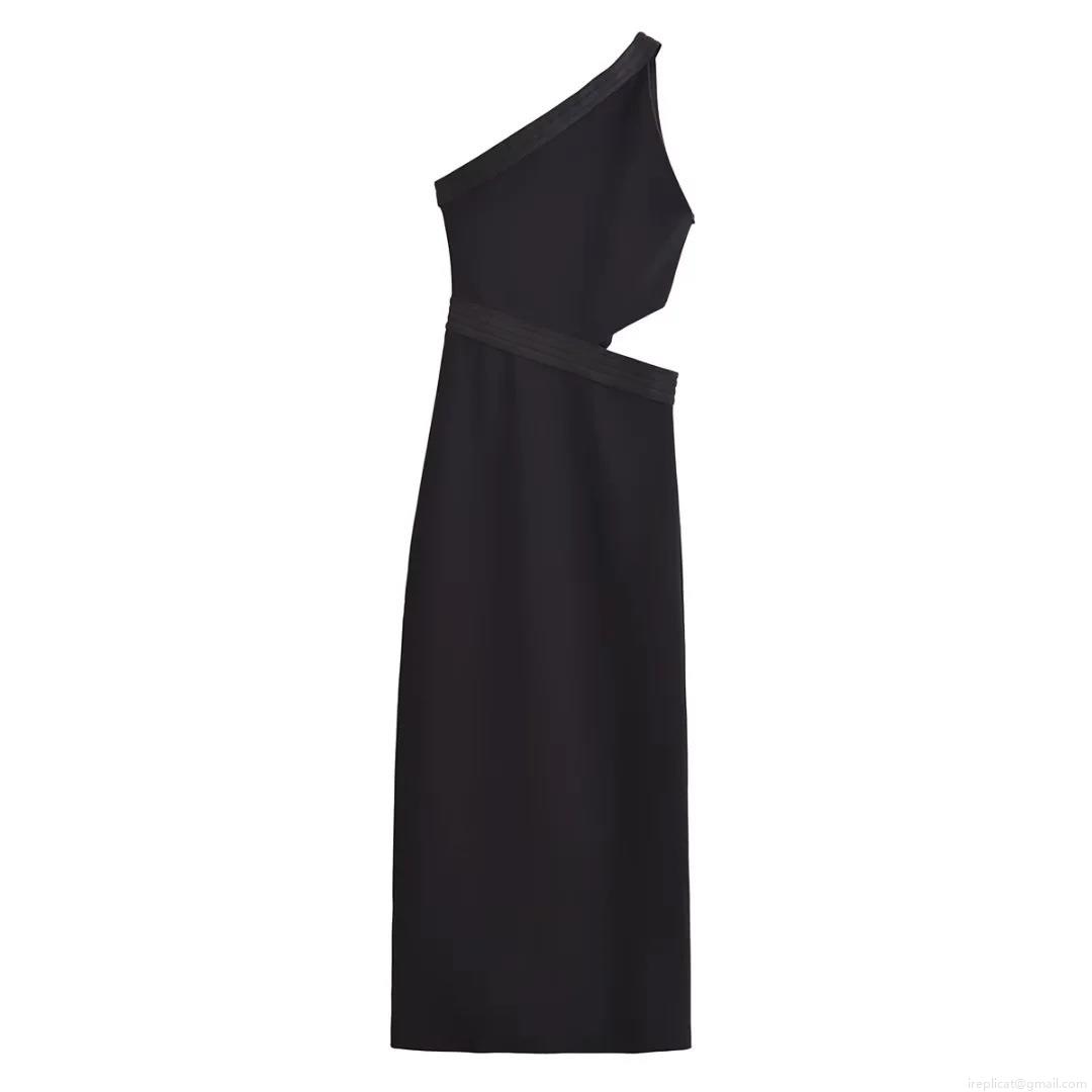 Women's One Shoulder Cut Out Midi Dress Sexy Black Sleeveless Bodycon Polyester Dress For Party Night Out Elegant Slim Fit Cocktail Evening Gown Women's One Shoulder Cut Out Midi Dress Sexy Black Sleeveless Bodycon Polyester Dress For Party Night Out Elegant Slim Fit Cocktail Evening Gown