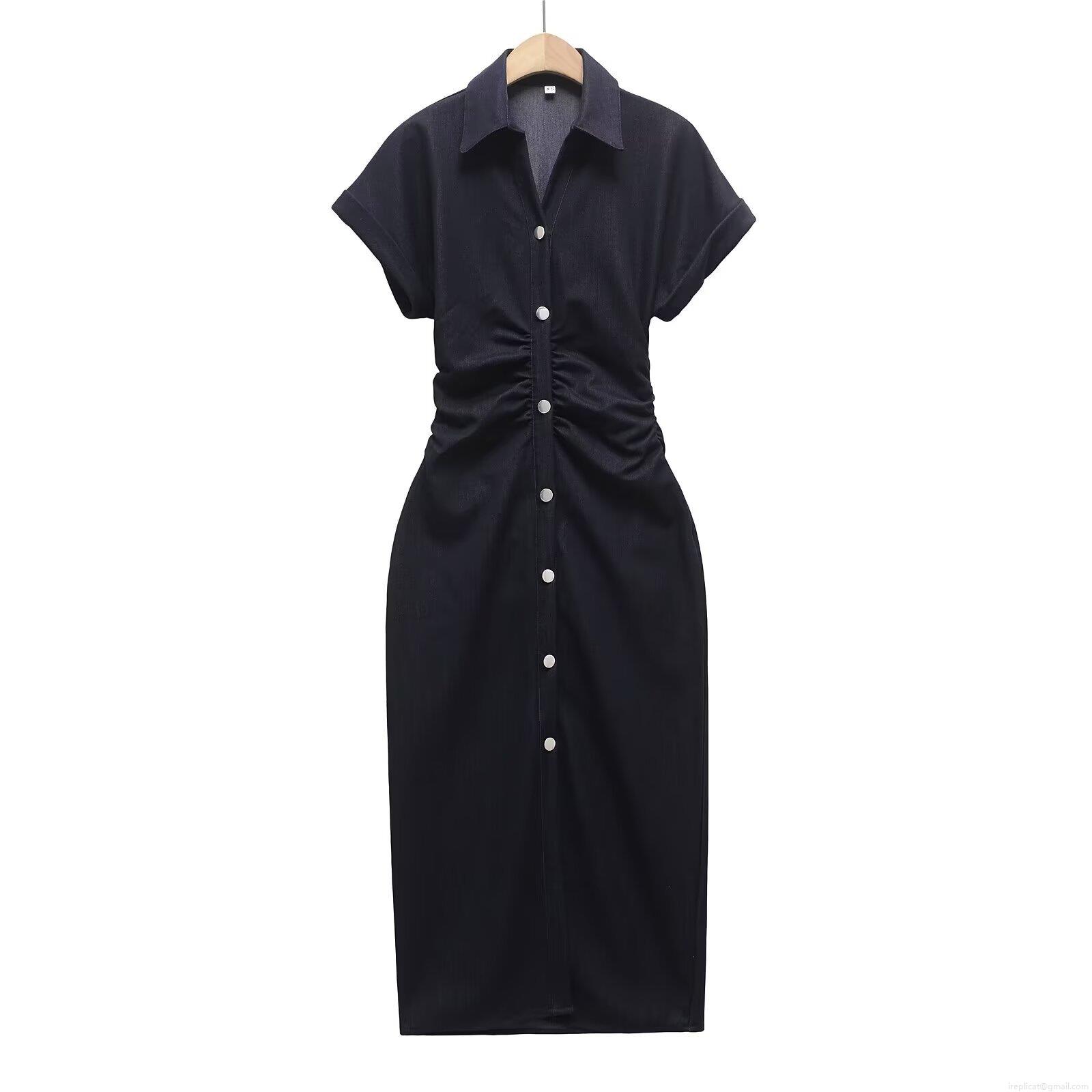 Women's 100% Cotton Short Sleeve Midi Dress Elegant Lapel Button Down Pleated Waist Shirt Dress For Summer Daily Casual Dating Outfits Women's 100% Cotton Short Sleeve Midi Dress Elegant Lapel Button Down Pleated Waist Shirt Dress For Summer Daily Casual Dating Outfits