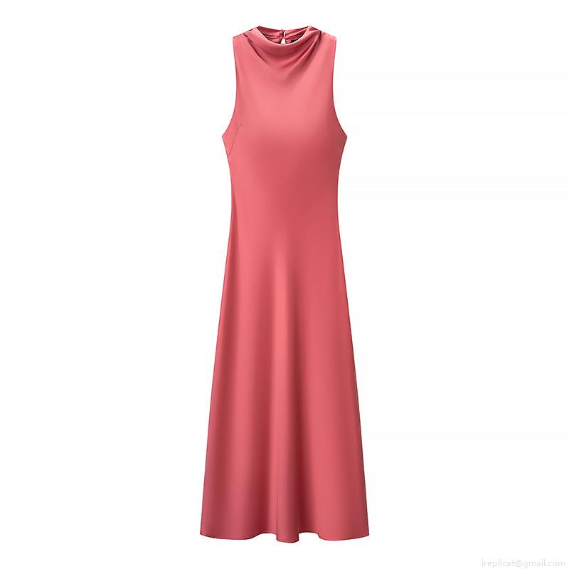 Women's Elegant Sleeveless Halter Neck Backless Satin Midi Dress Solid Color A-Line Party Wedding Evening Socialite Long Dress With Keyhole Back Women's Elegant Sleeveless Halter Neck Backless Satin Midi Dress Solid Color A-Line Party Wedding Evening Socialite Long Dress With Keyhole Back