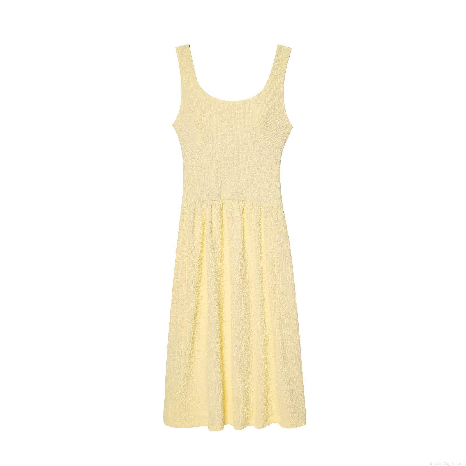 Elegant Women's Textured Polyester Seersucker Midi Dress Backless U-Neck Sleeveless Slim Fit Dress For Summer Vacation Party Daily Wear Elegant Women's Textured Polyester Seersucker Midi Dress Backless U-Neck Sleeveless Slim Fit Dress For Summer Vacation Party Daily Wear