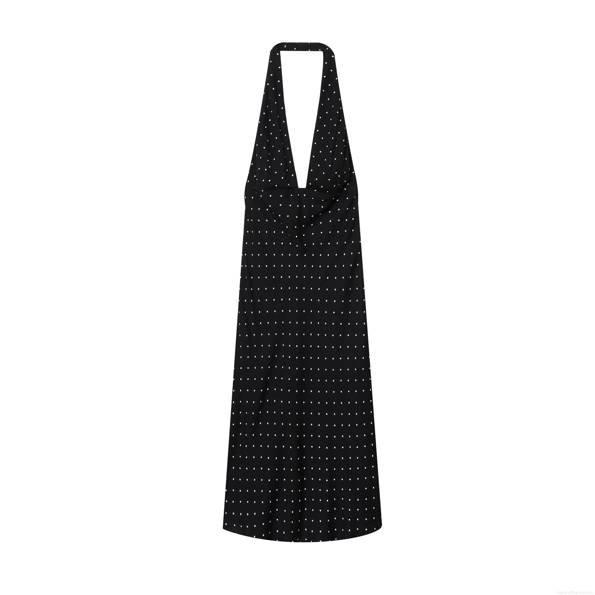 Women's Elegant Polka Dot Halter Dress Sexy Backless V Neck Midi Bodycon Dress Summer Sleeveless Party Vacation Evening Polyester Dress For Ladies Women's Elegant Polka Dot Halter Dress Sexy Backless V Neck Midi Bodycon Dress Summer Sleeveless Party Vacation Evening Polyester Dress For Ladies