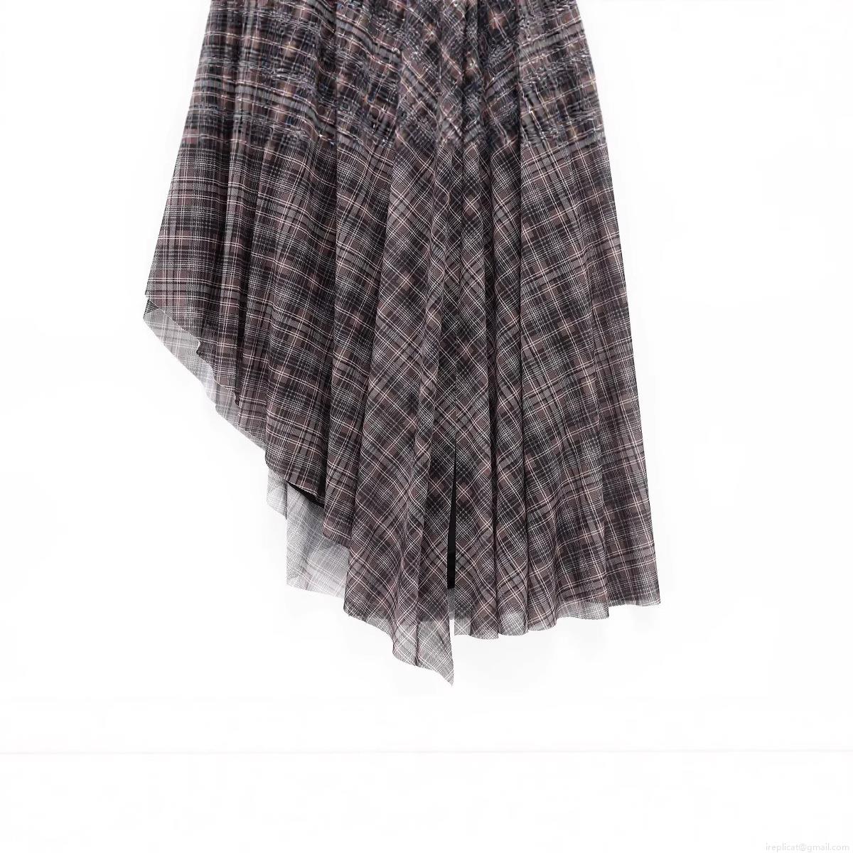Women\'s Elegant Plaid Mesh Long Sleeve Dress Backless V-Neck Tie Ruched Pleated Irregular Hem Party Evening Sexy Midi Maxi Dress
