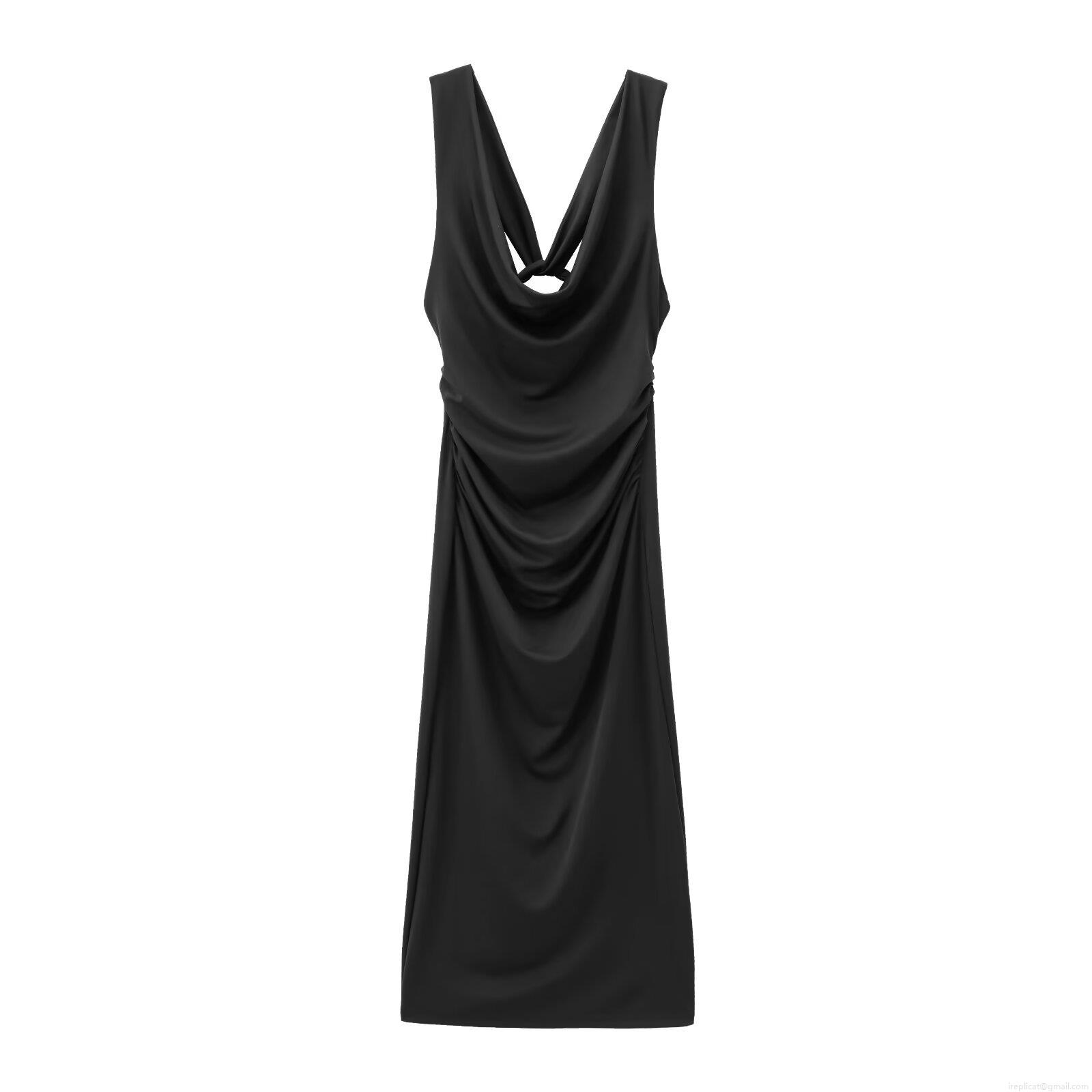 Women's Elegant Cowl Neck Midi Dress Sleeveless Ruched Slim Fit Twist Knot Front Cocktail Party Evening Wedding Guest Dresses Women's Elegant Cowl Neck Midi Dress Sleeveless Ruched Slim Fit Twist Knot Front Cocktail Party Evening Wedding Guest Dresses