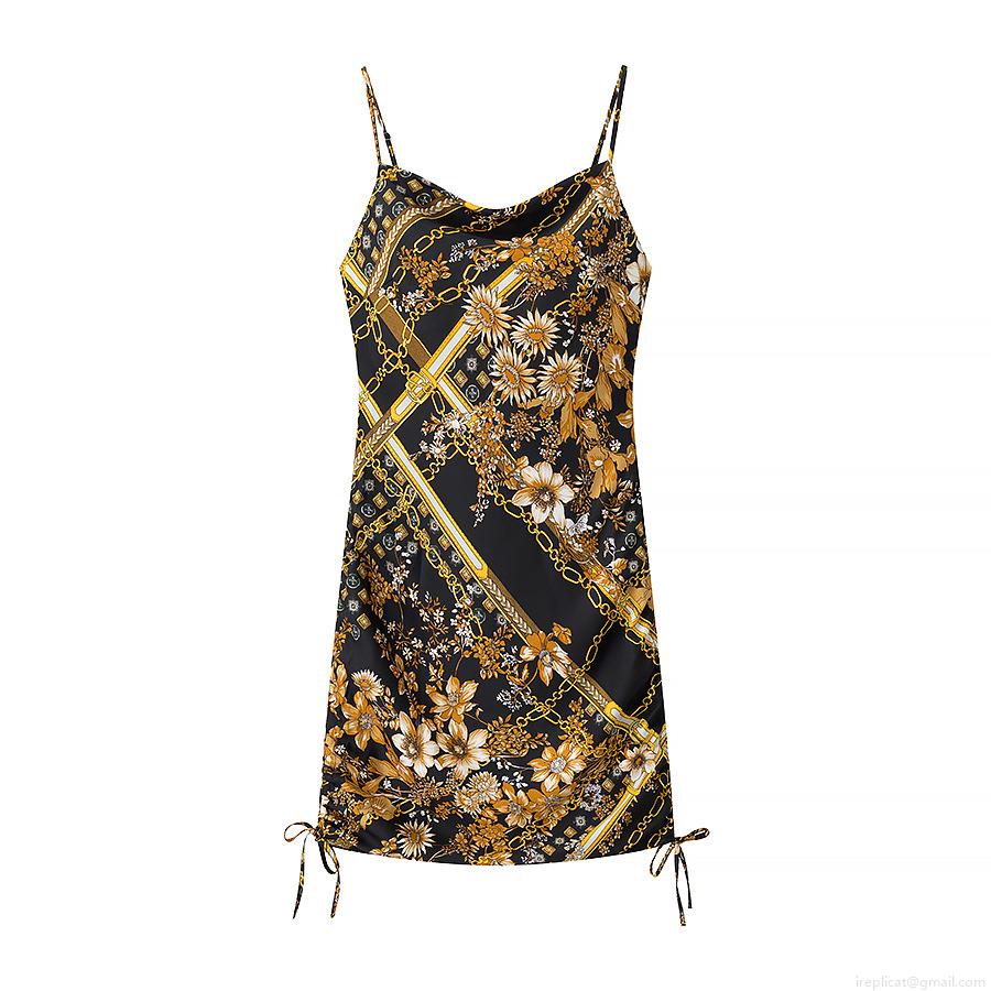 Women's Baroque Chain Floral Print Satin Cami Midi Dress Sexy Sleeveless Drawstring Ruched Slim Fit Elegant Party Clubwear Dress Women's Baroque Chain Floral Print Satin Cami Midi Dress Sexy Sleeveless Drawstring Ruched Slim Fit Elegant Party Clubwear Dress