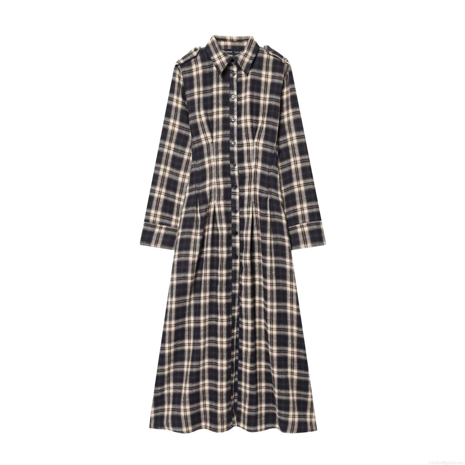 Women Vintage Plaid Long Sleeve Midi Shirt Dress Elegant Brushed Fabric Fold Waist Button Up Lapel Socialite Dress For Autumn Winter Women Vintage Plaid Long Sleeve Midi Shirt Dress Elegant Brushed Fabric Fold Waist Button Up Lapel Socialite Dress For Autumn Winter