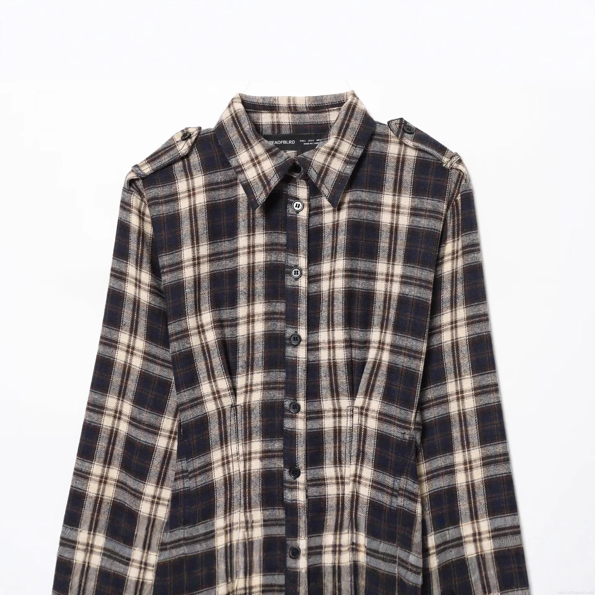 Women Vintage Plaid Long Sleeve Midi Shirt Dress Elegant Brushed Fabric Fold Waist Button Up Lapel Socialite Dress For Autumn Winter