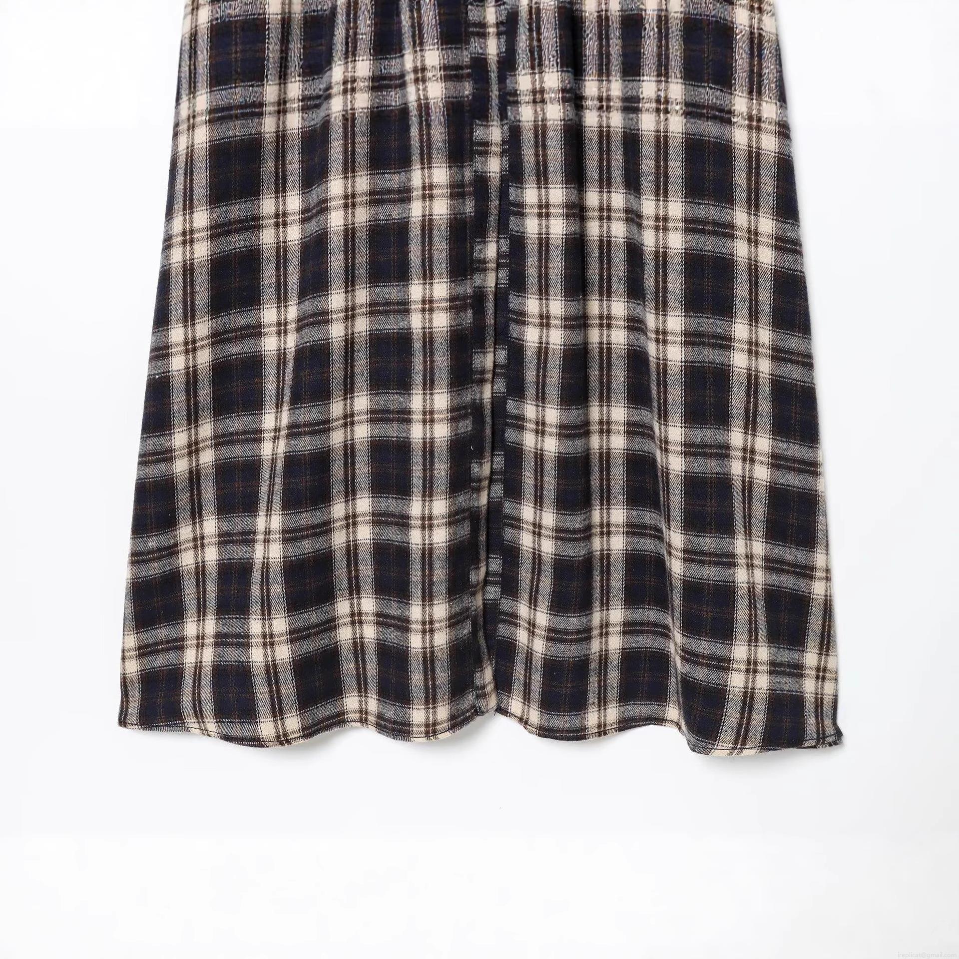 Women Vintage Plaid Long Sleeve Midi Shirt Dress Elegant Brushed Fabric Fold Waist Button Up Lapel Socialite Dress For Autumn Winter