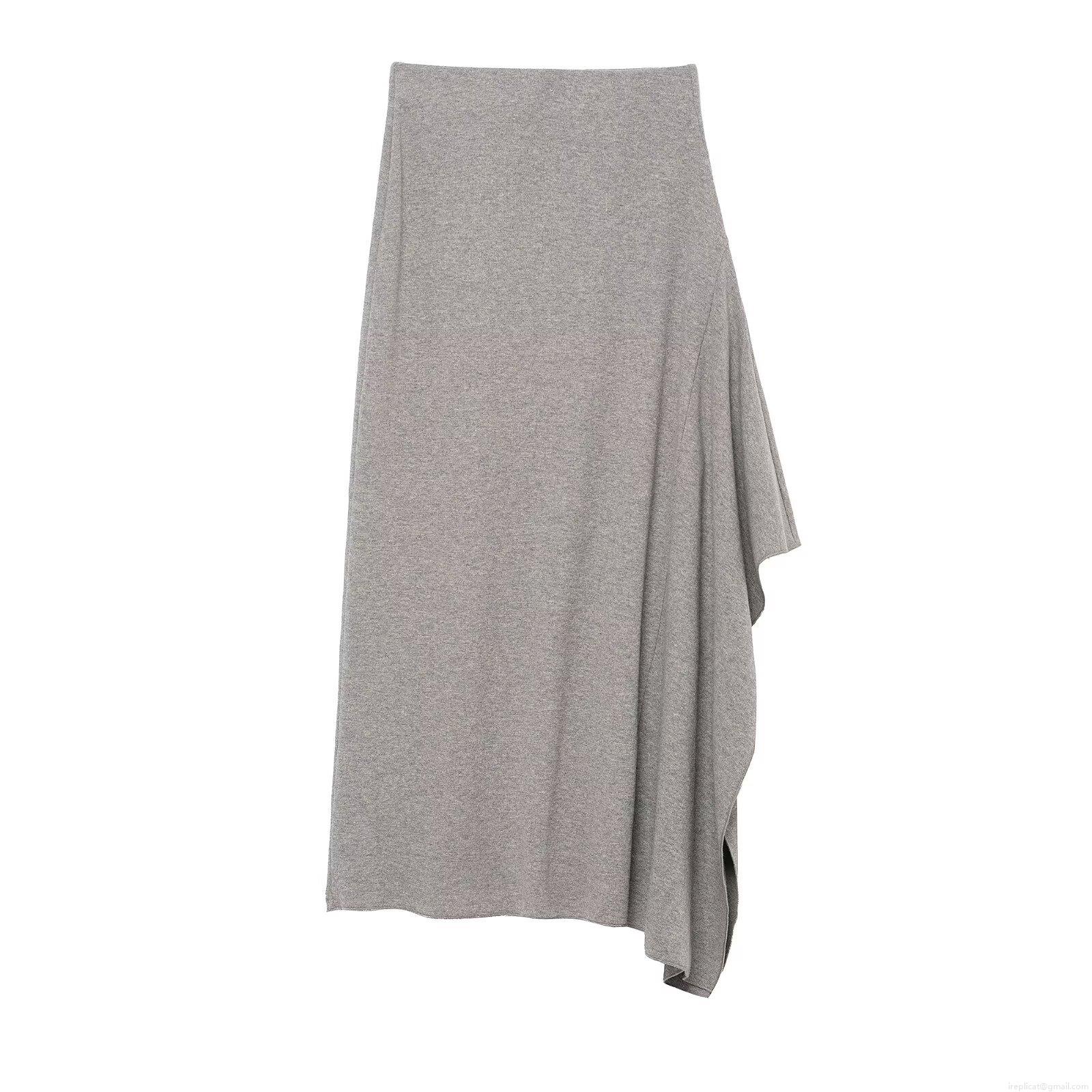 Women's Sexy Asymmetric Midi Skirt Knit Texture Solid Color Polyester Blend Streetwear Style Fashion Bottoms For Casual Dating Women's Sexy Asymmetric Midi Skirt Knit Texture Solid Color Polyester Blend Streetwear Style Fashion Bottoms For Casual Dating
