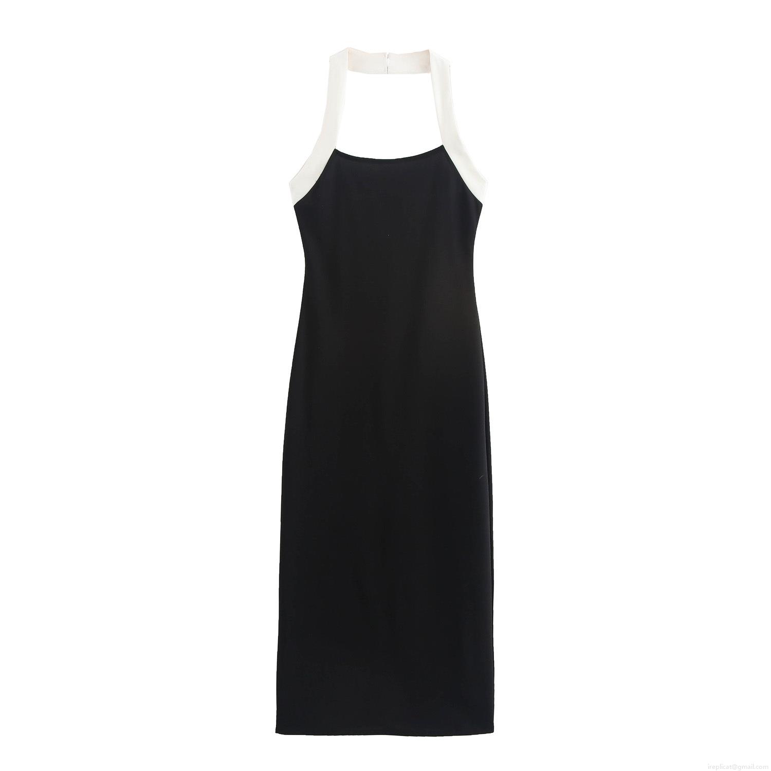 Elegant Halter Neck Knit Midi Dress Women's Sexy Backless Color Block Slim Fit Sleeveless Dress for Party Wedding Evening Dating Elegant Halter Neck Knit Midi Dress Women's Sexy Backless Color Block Slim Fit Sleeveless Dress for Party Wedding Evening Dating