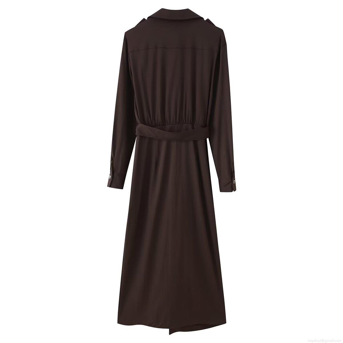 Elegant Deep V Neck Shirt Dress With Belt Women Long Sleeve High Waist Pleated Midi Maxi Dress British Style Solid Color Office Lady Casual Party Dresses Elegant Deep V Neck Shirt Dress With Belt Women Long Sleeve High Waist Pleated Midi Maxi Dress British Style Solid Color Office Lady Casual Party Dresses